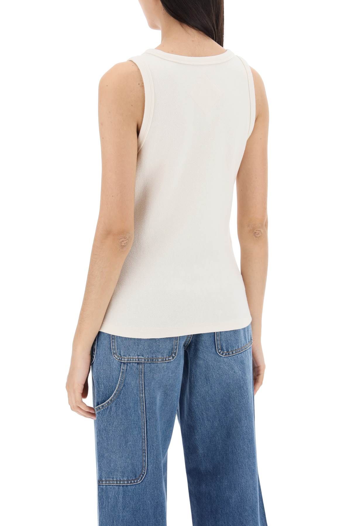 Shop Mcm Textured Sleeveless Top With Logo In White