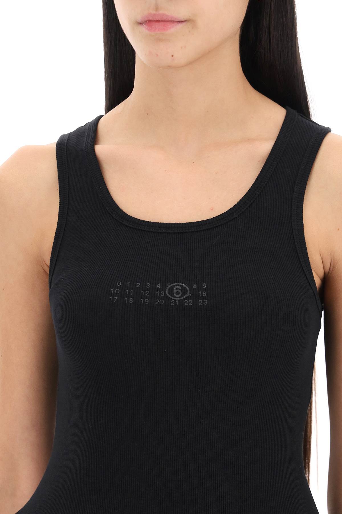 Shop Mm6 Maison Margiela Tank Top With Numeric Logo In Black