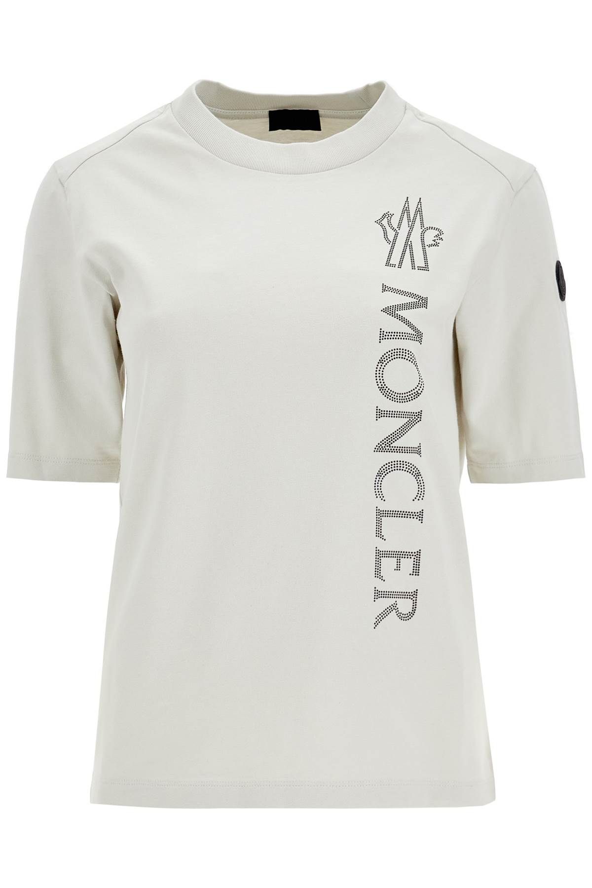 Shop Moncler Textured Logo T-shirt In Grey