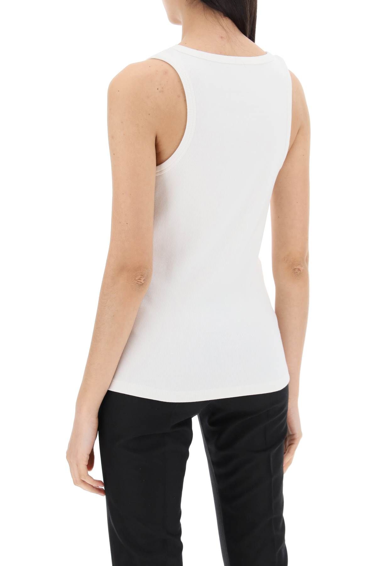 Shop Moncler Sleeveless Ribbed Jersey Top In White