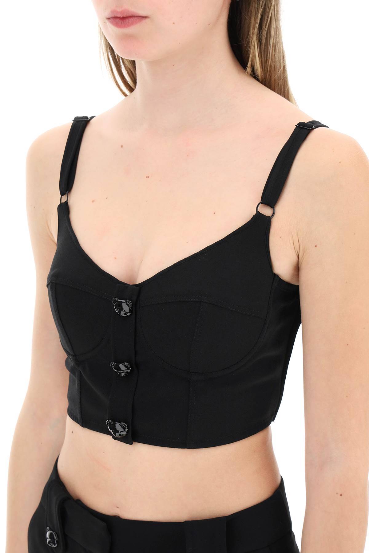Shop Moschino Bustier Top With Teddy Bear Buttons In Black