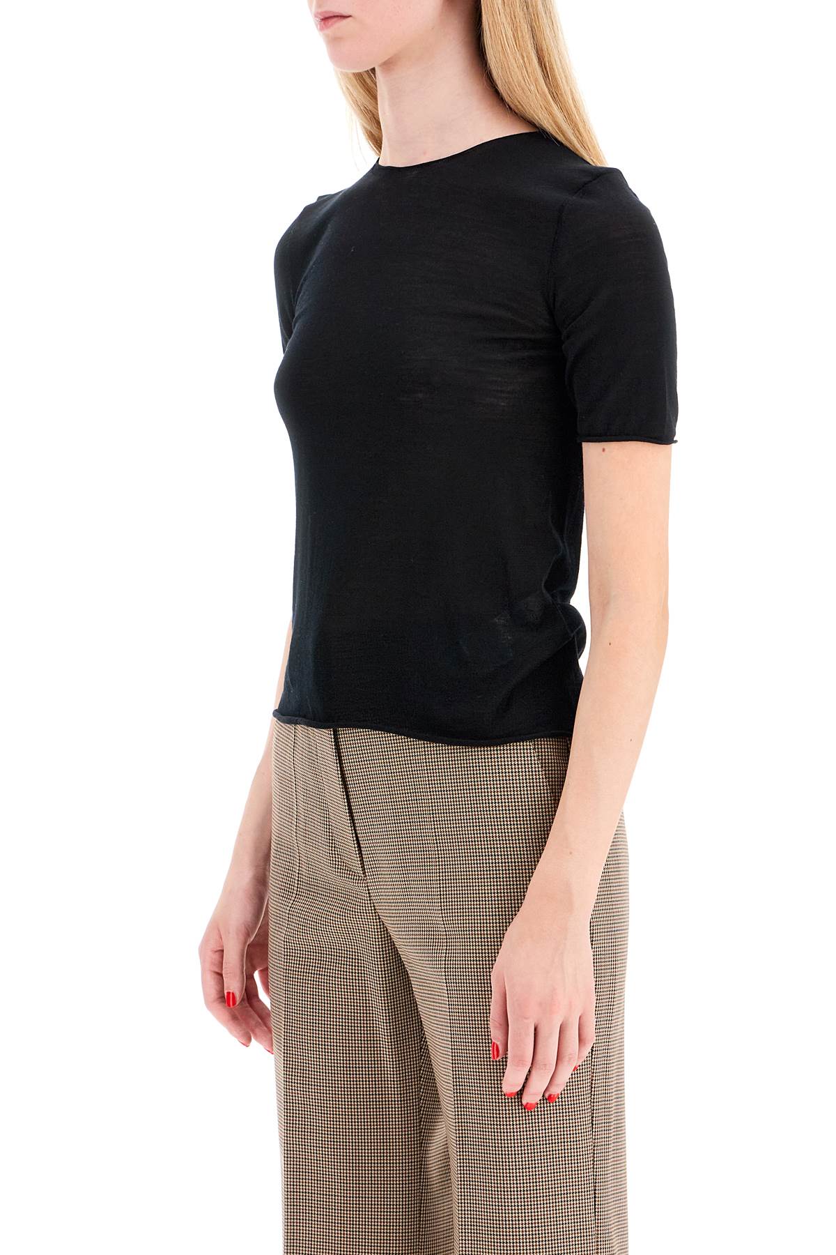 Shop Mrz Short-sleeved Knit Top For In Black