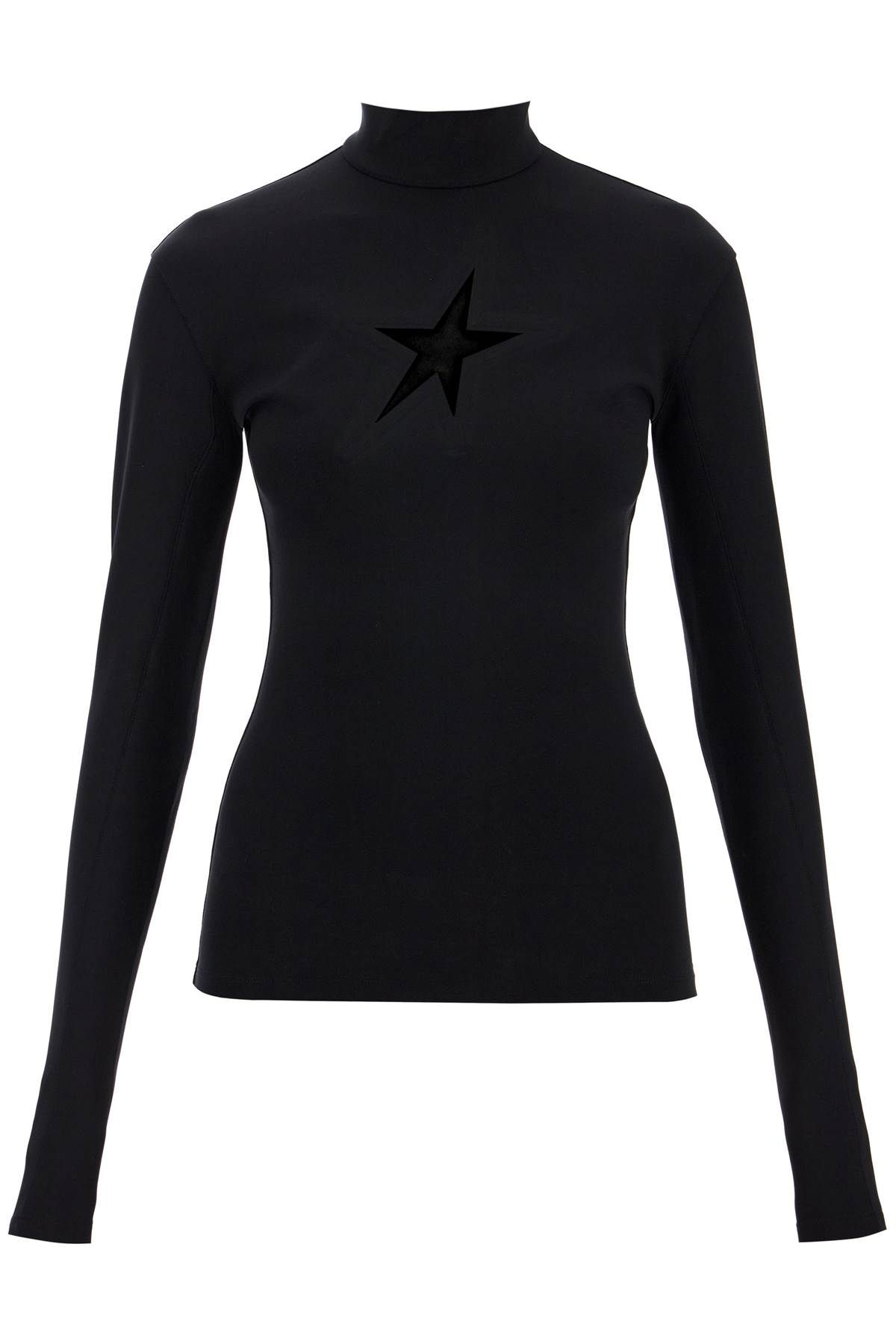 Shop Mugler Long-sleeved Star Top For In Black