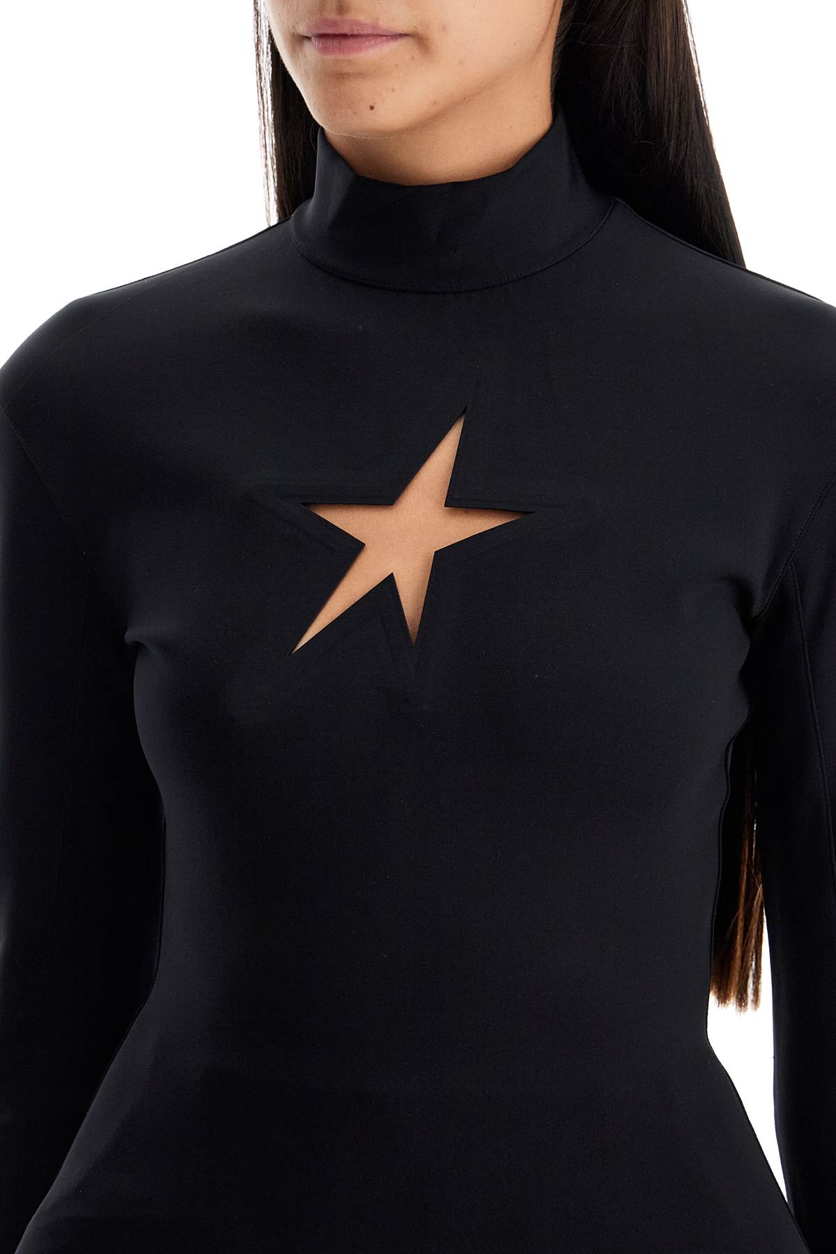 Shop Mugler Long-sleeved Star Top For In Black