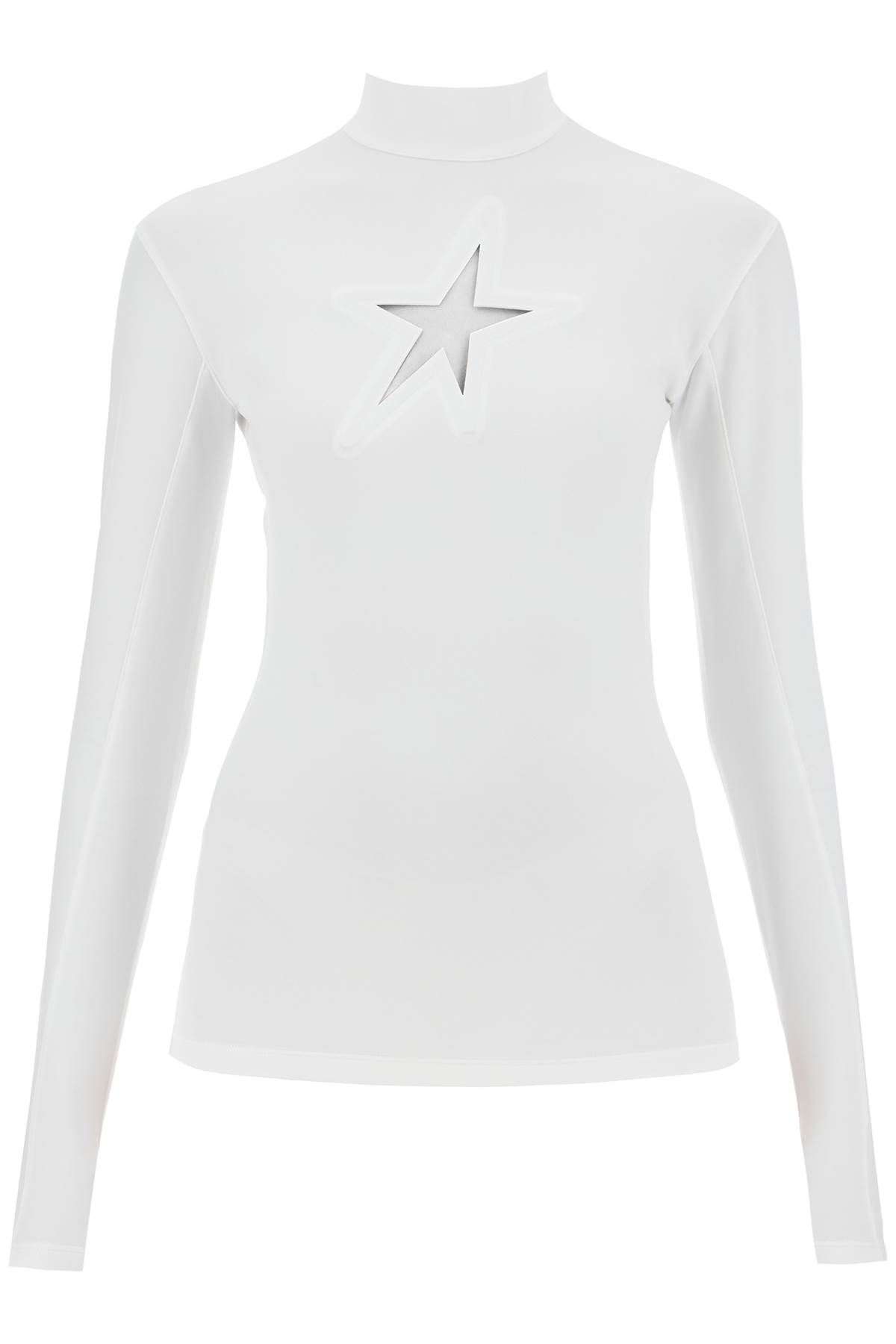 Shop Mugler Long-sleeved Star Top For In White