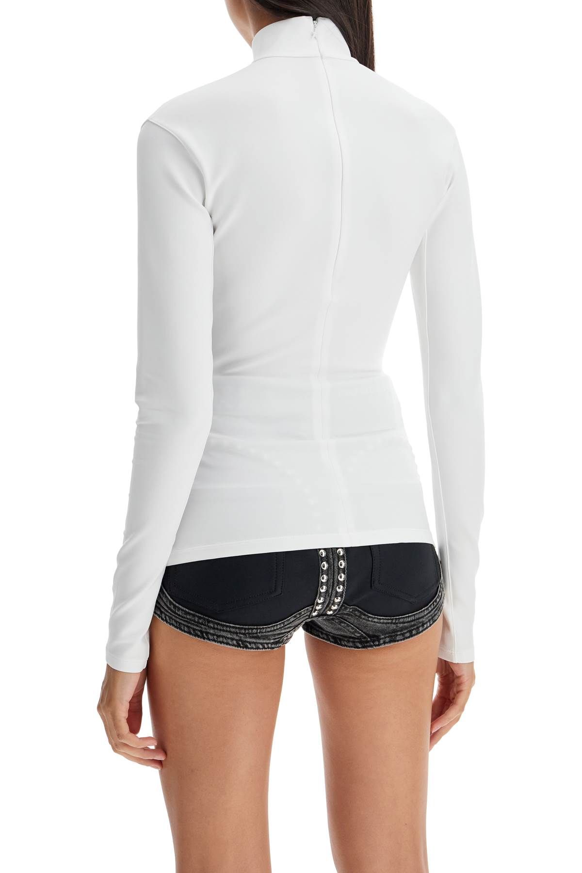 Shop Mugler Long-sleeved Star Top For In White