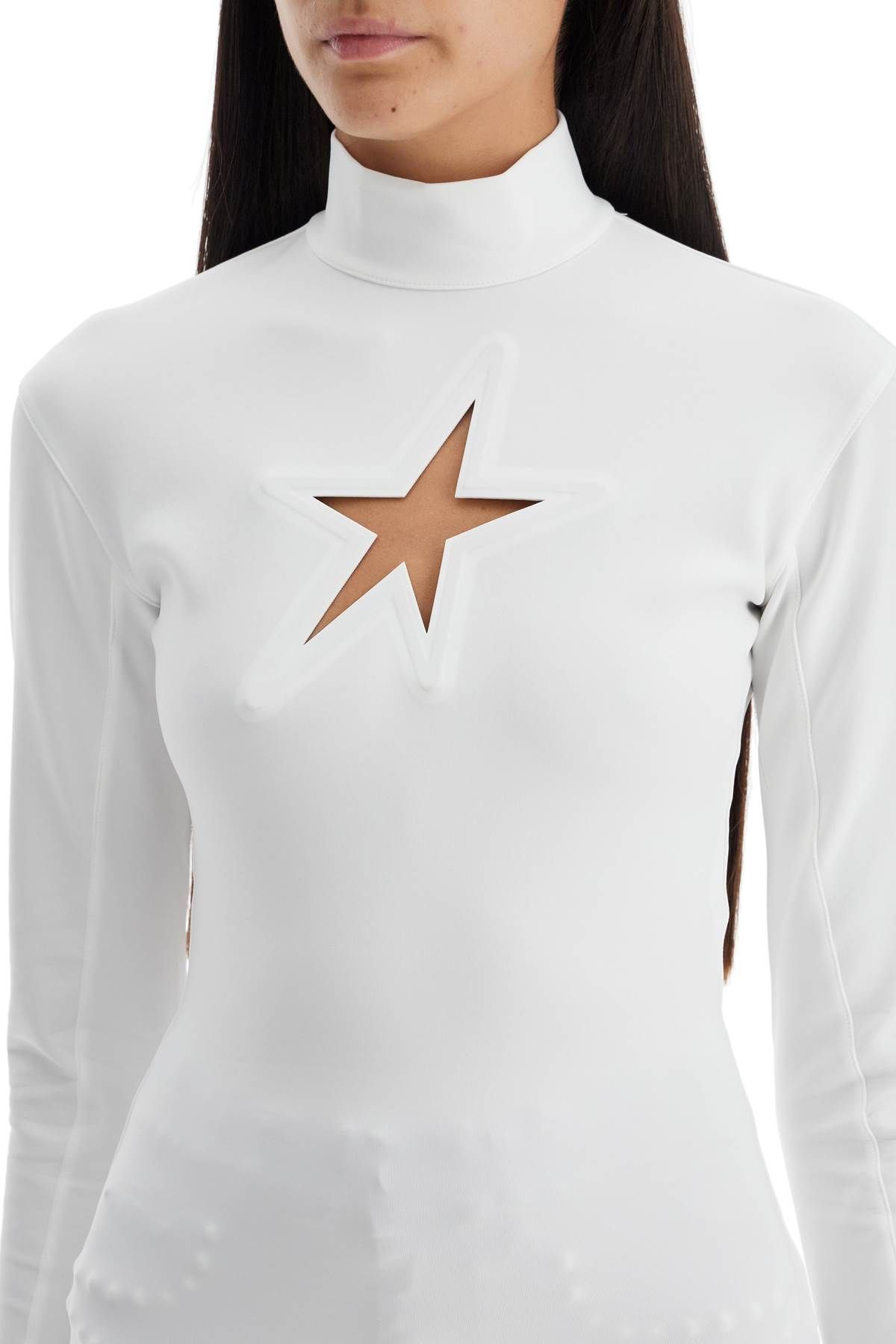 Shop Mugler Long-sleeved Star Top For In White