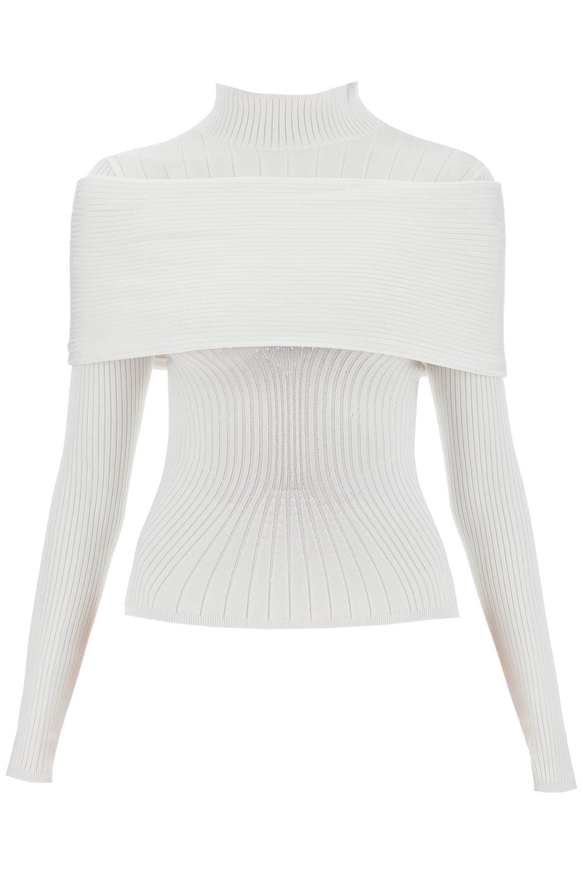 Shop Mugler Long-sleeved Top With Off- In White