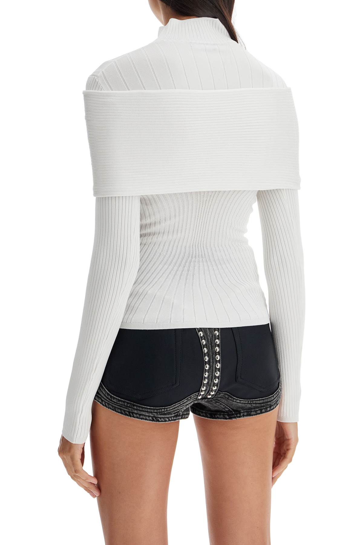 Shop Mugler Long-sleeved Top With Off- In White