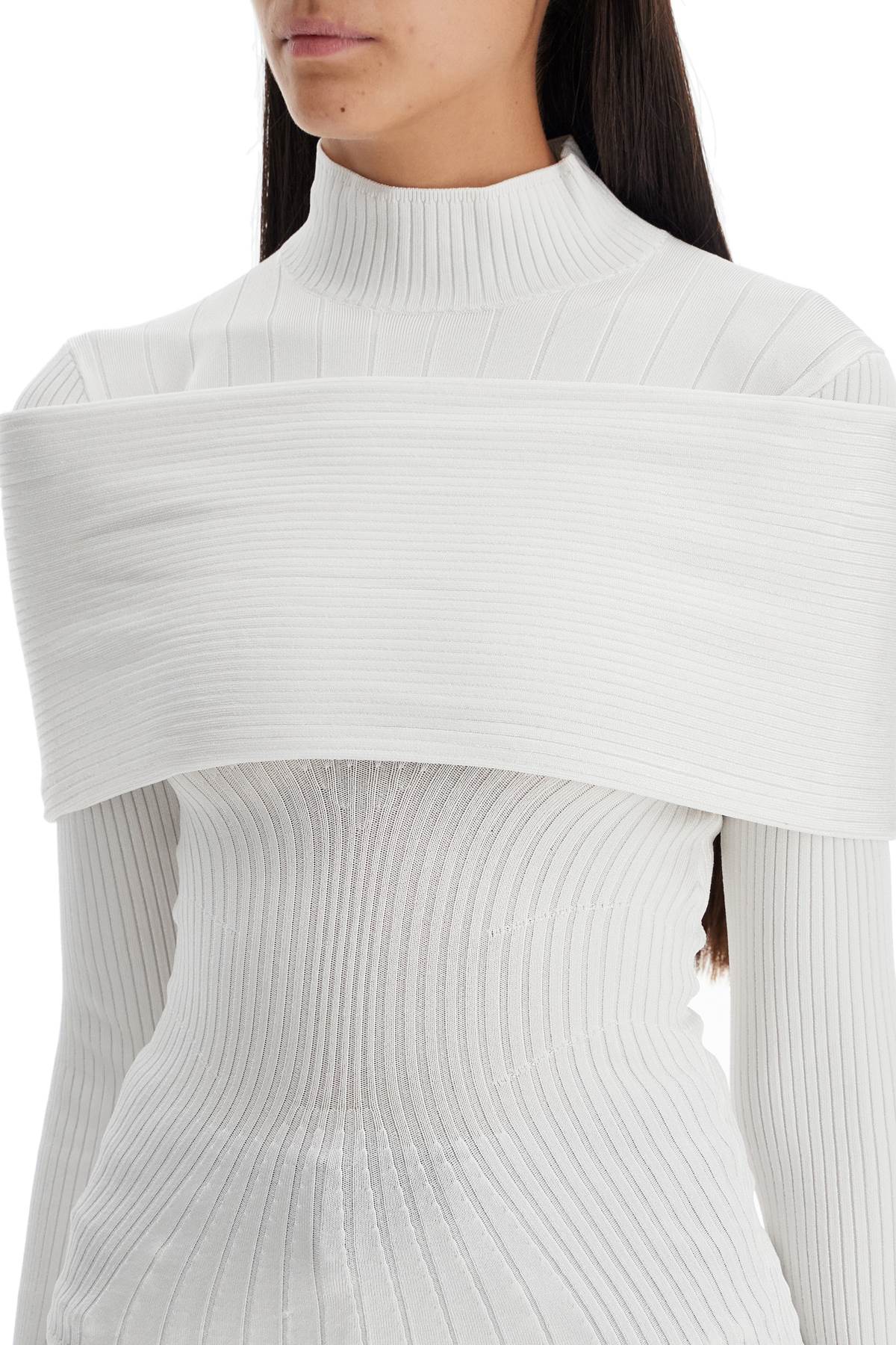 Shop Mugler Long-sleeved Top With Off- In White