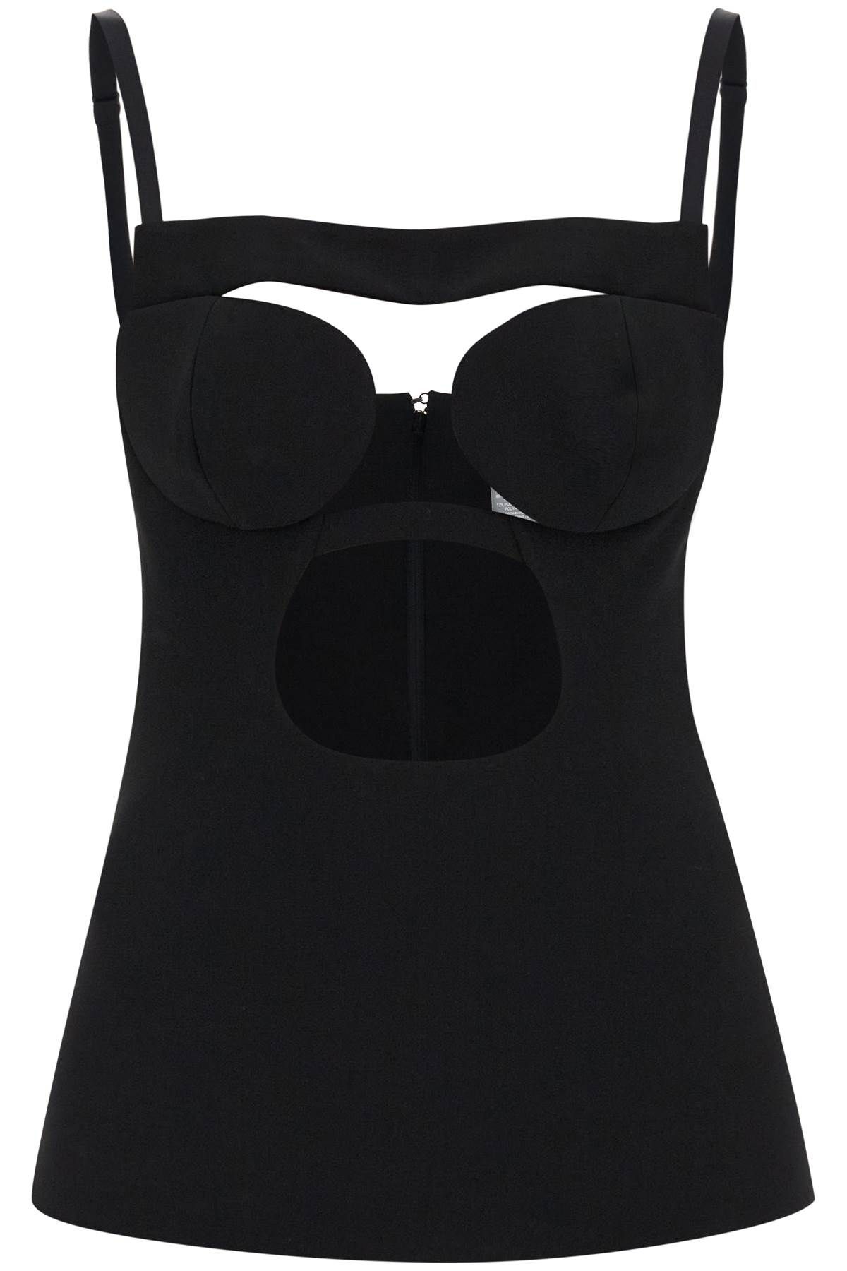 Shop Nensi Dojaka Cut-out Top With Padded Cup In Black