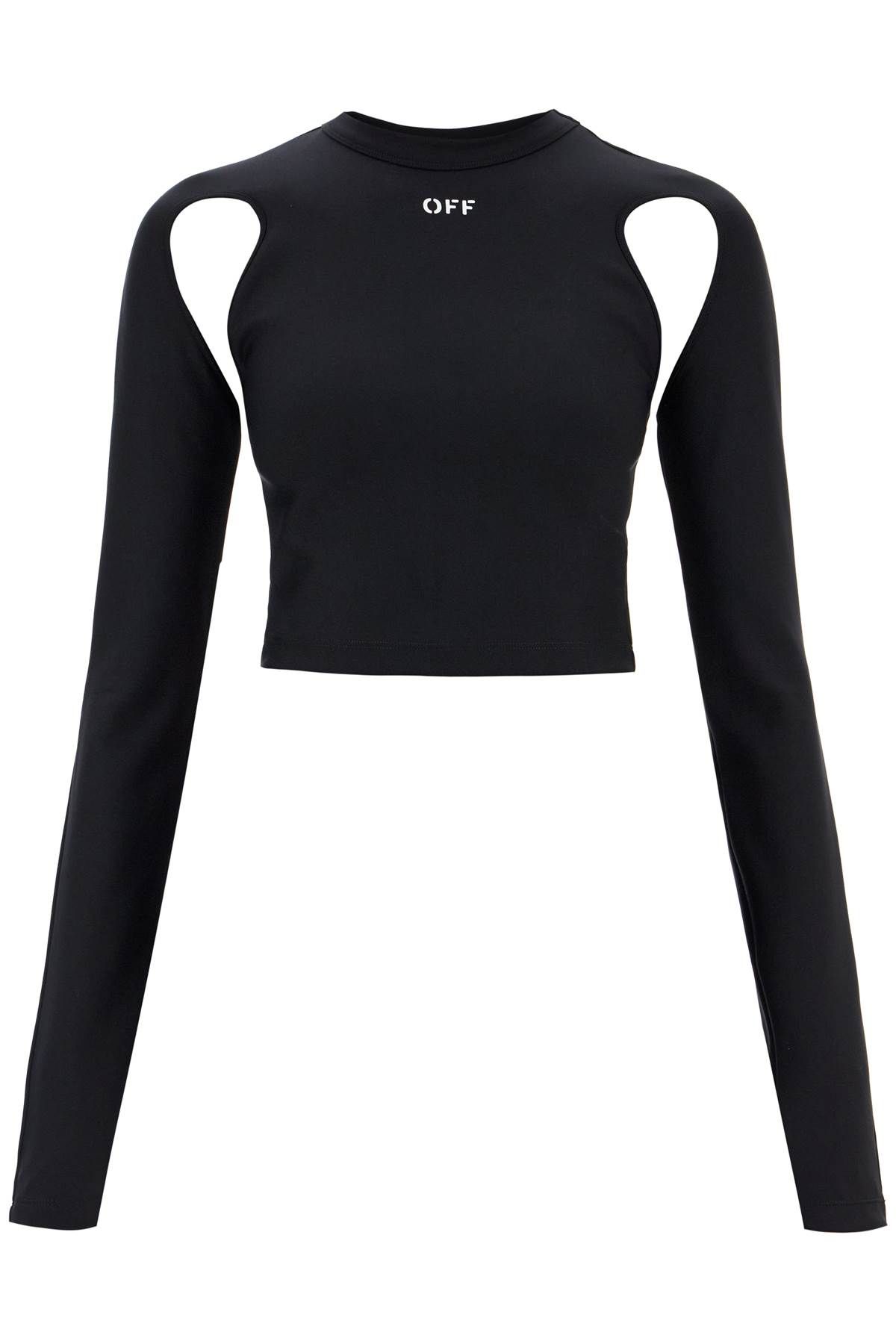 Shop Off-white "cropped Top With Cut Out Detail In Black