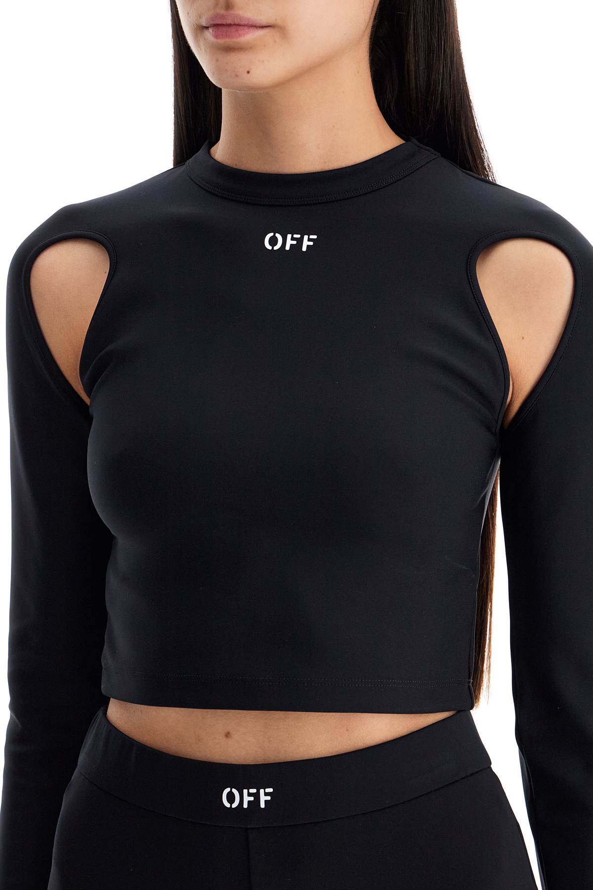 Shop Off-white "cropped Top With Cut Out Detail In Black