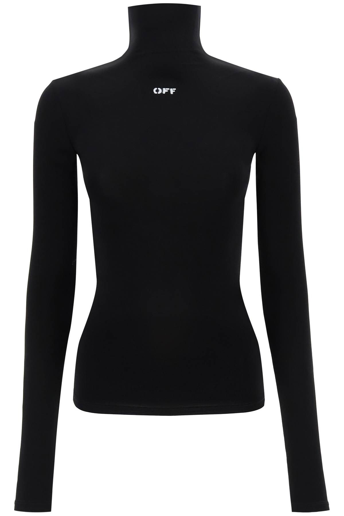 Shop Off-white Second Skin Long Sleeve Turtleneck Top In Black