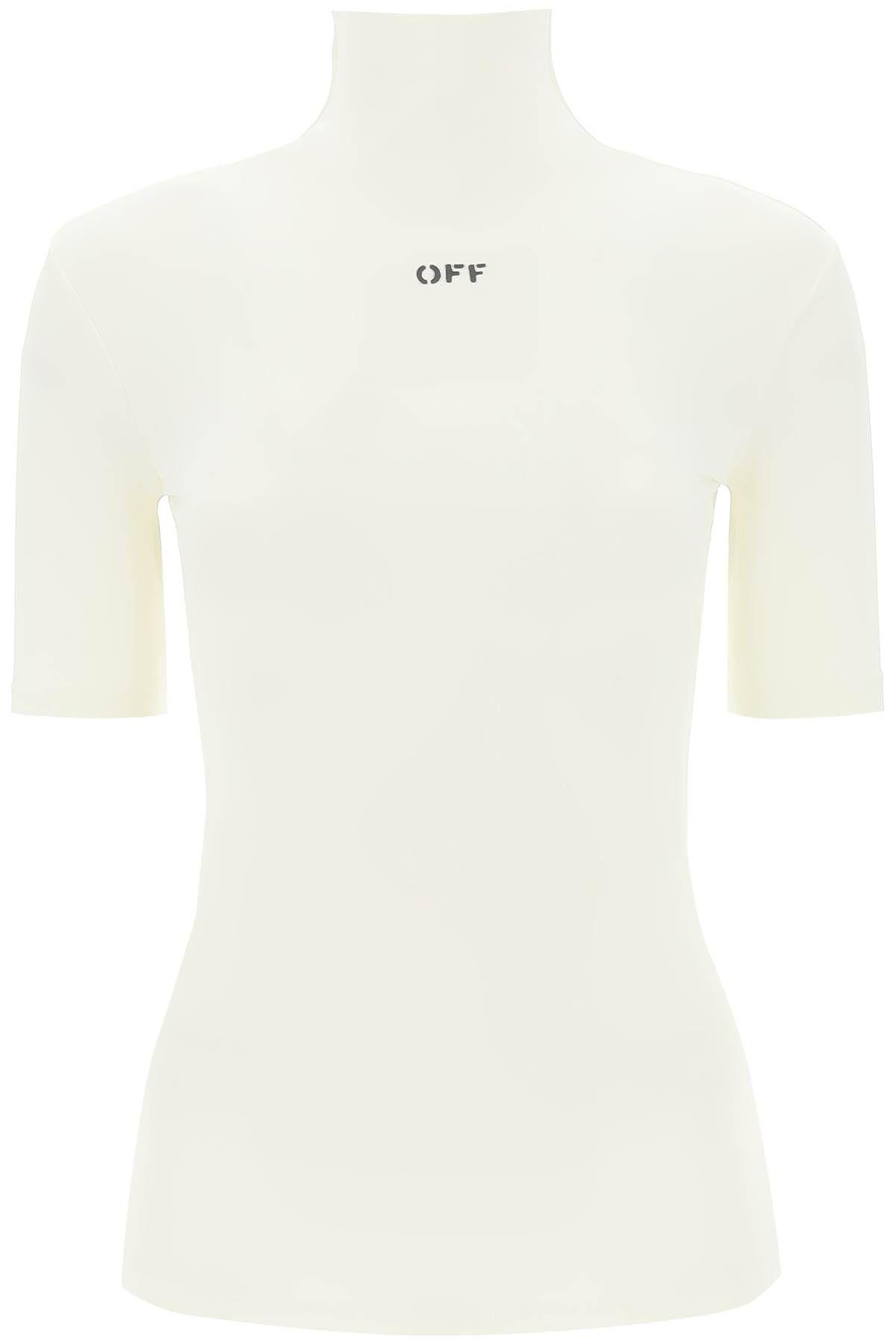 Shop Off-white Second Skin Short Sleeve Turtleneck Top In White