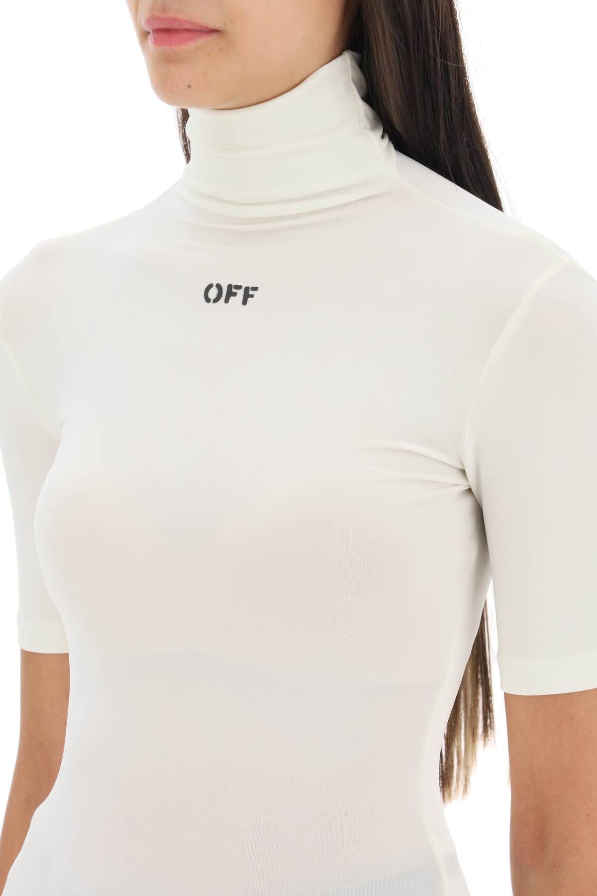 Shop Off-white Second Skin Short Sleeve Turtleneck Top In White