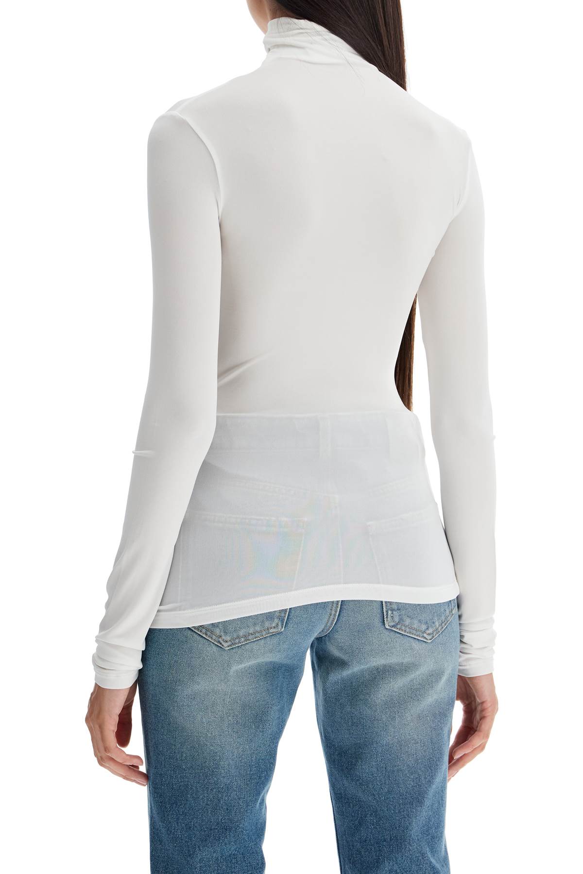 Shop Off-white Second Skin Long Sleeve Turtleneck Top In White