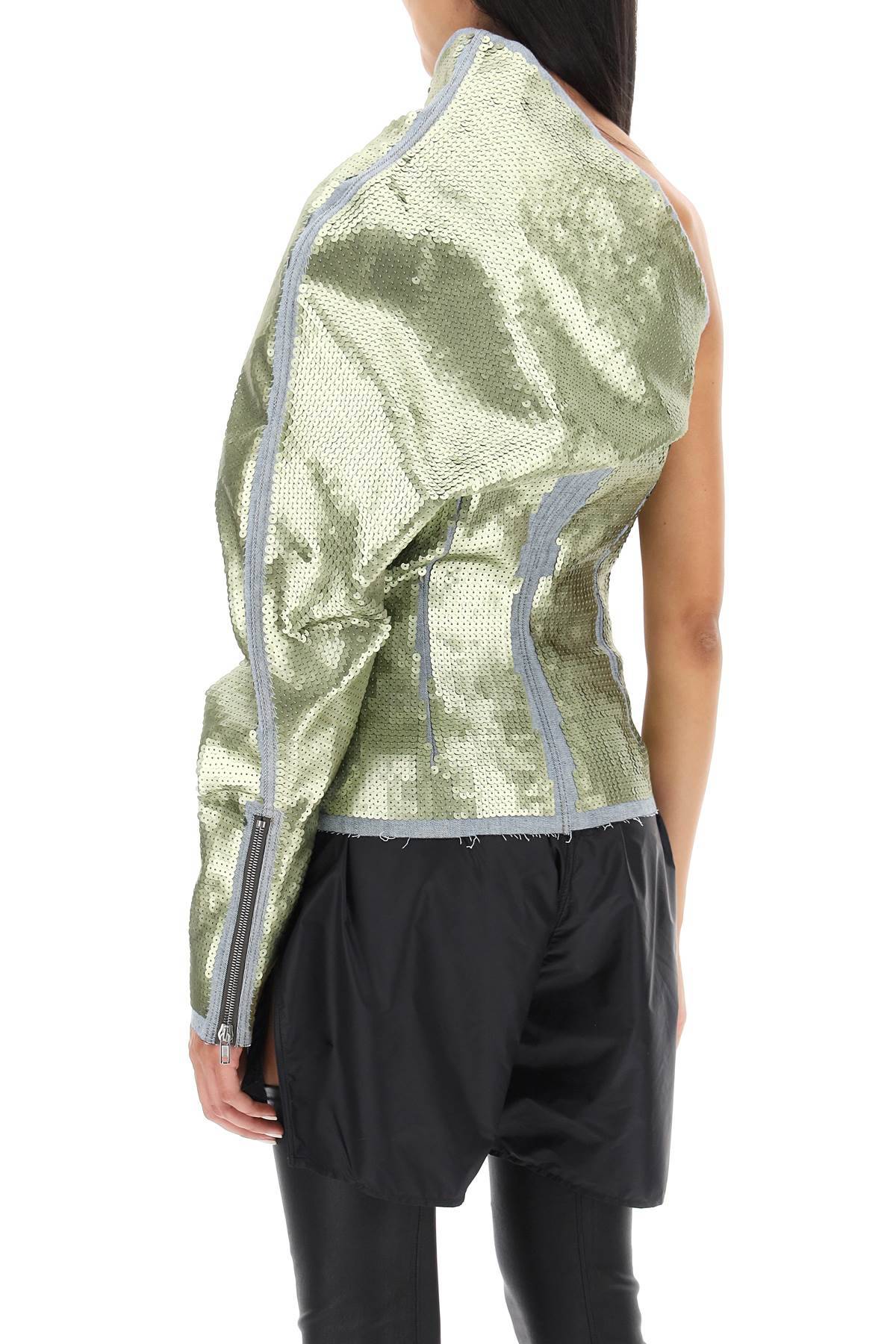 Shop Rick Owens Sequined One-shoulder Top In Green