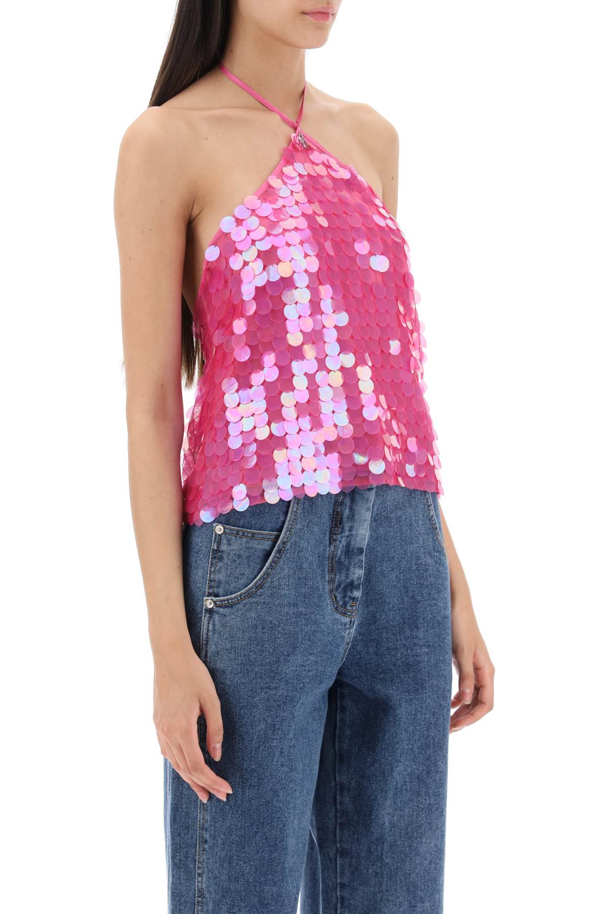 Shop Saks Potts 'anouk' Top With Sequins In Fuchsia