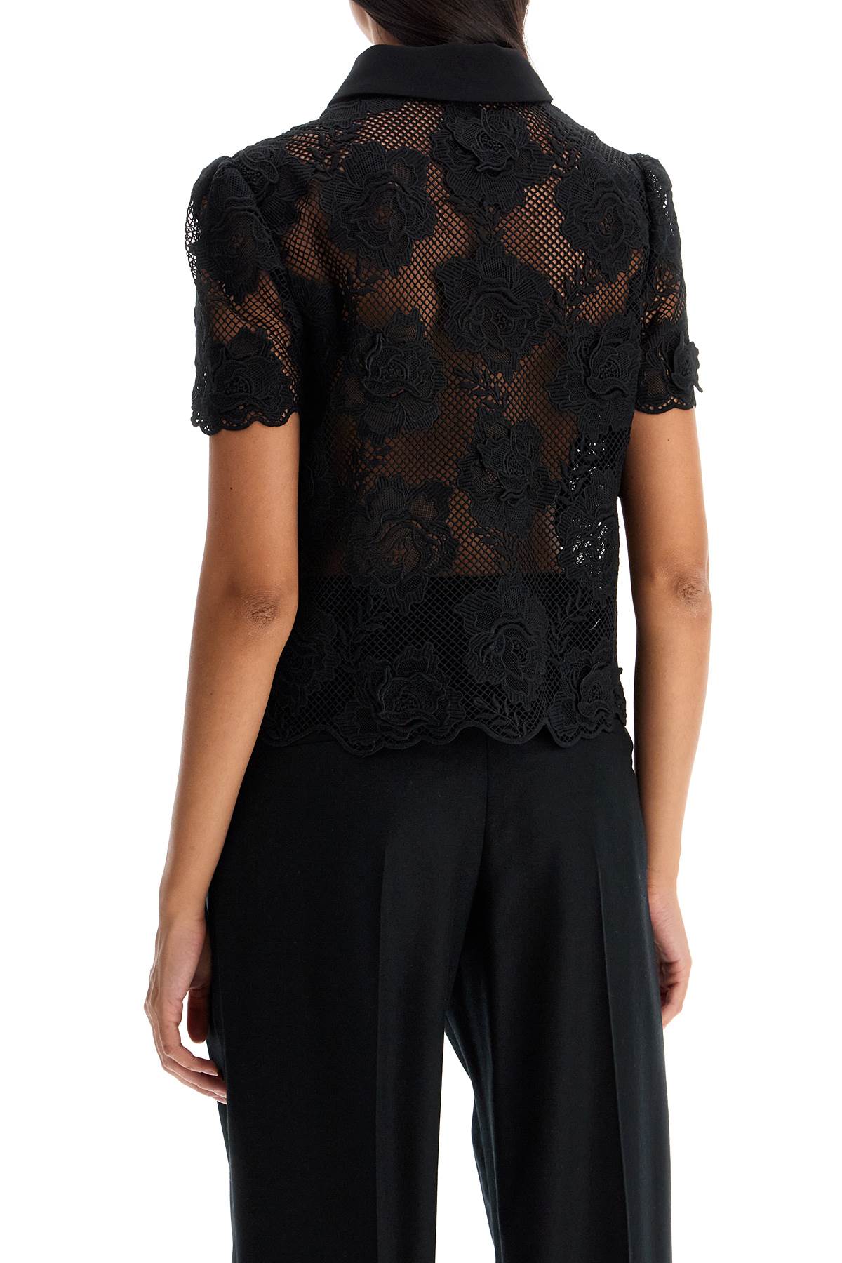 Shop Self-portrait Lace Top With Buttons. In Black