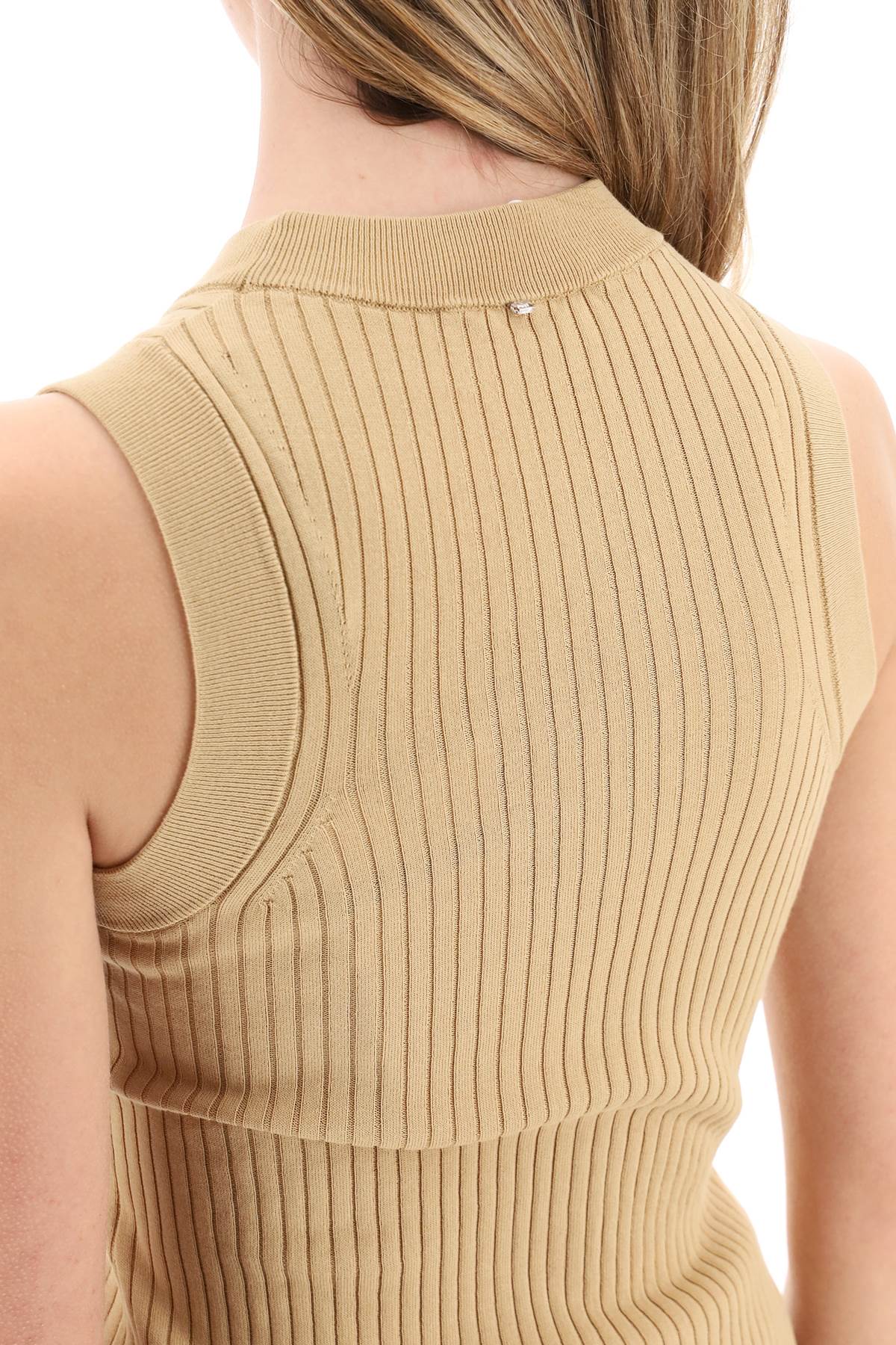 Shop Sportmax Sleeveless Ribbed Knit Top In Beige
