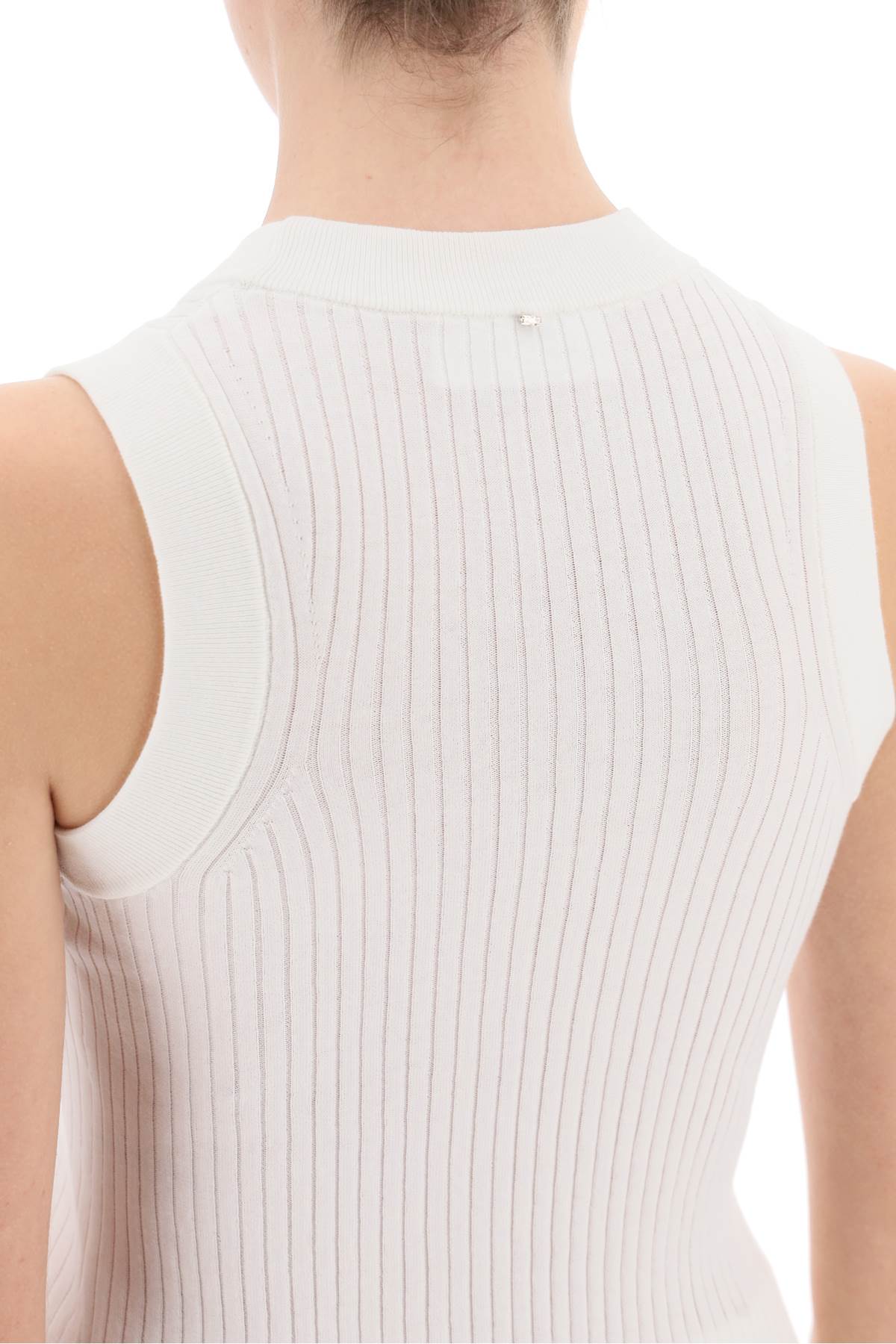 Shop Sportmax Sleeveless Ribbed Knit Top In White
