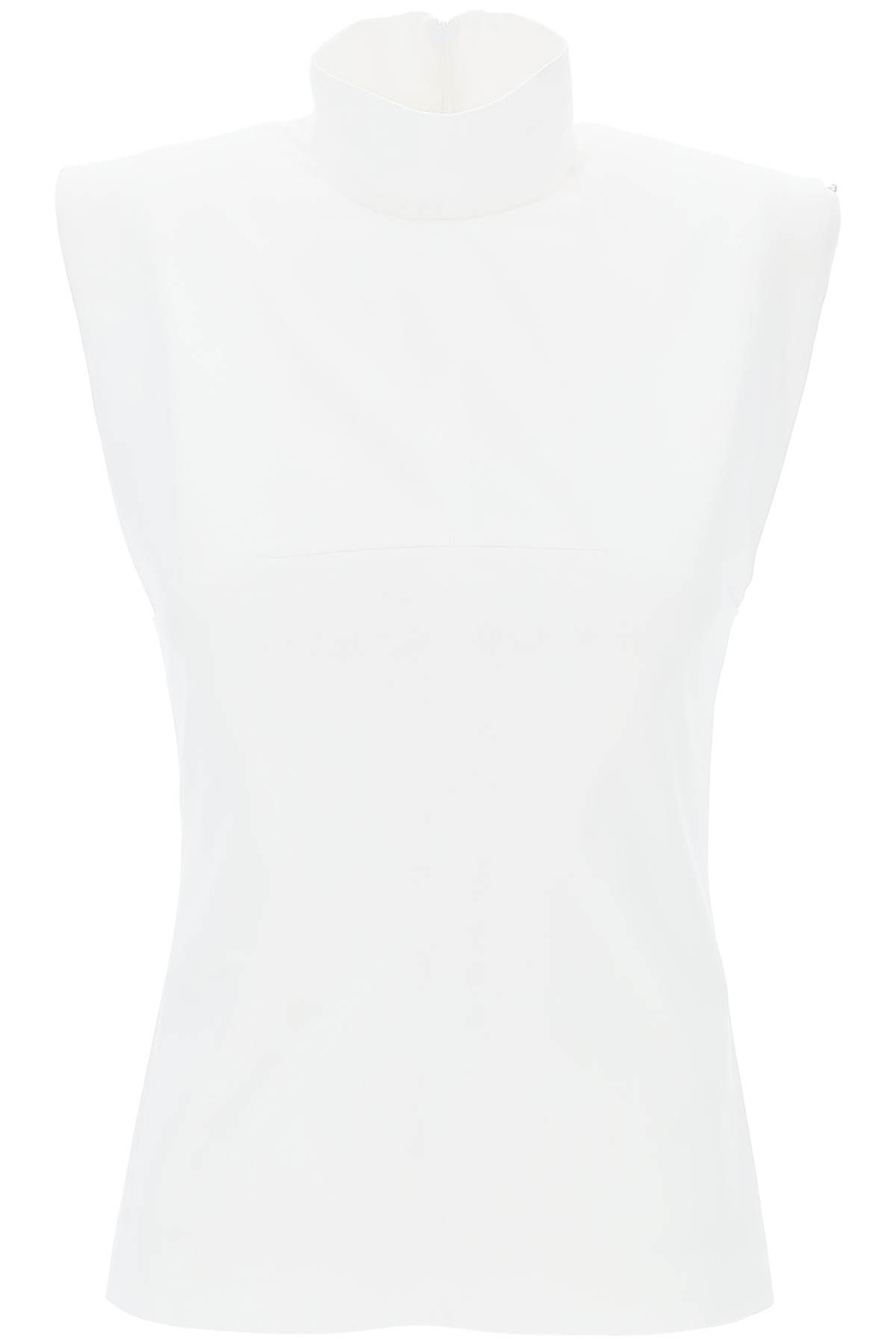 Shop Sportmax High-necked Sleeveless Top In Cann In White