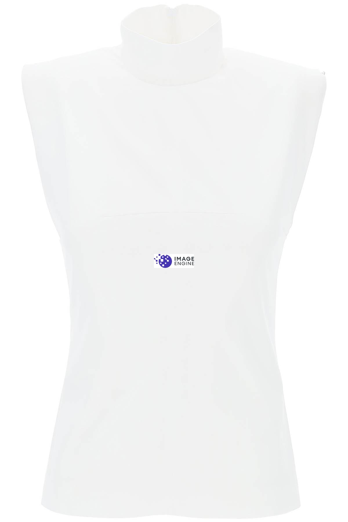 Shop Sportmax High-necked Sleeveless Top In Cann In White