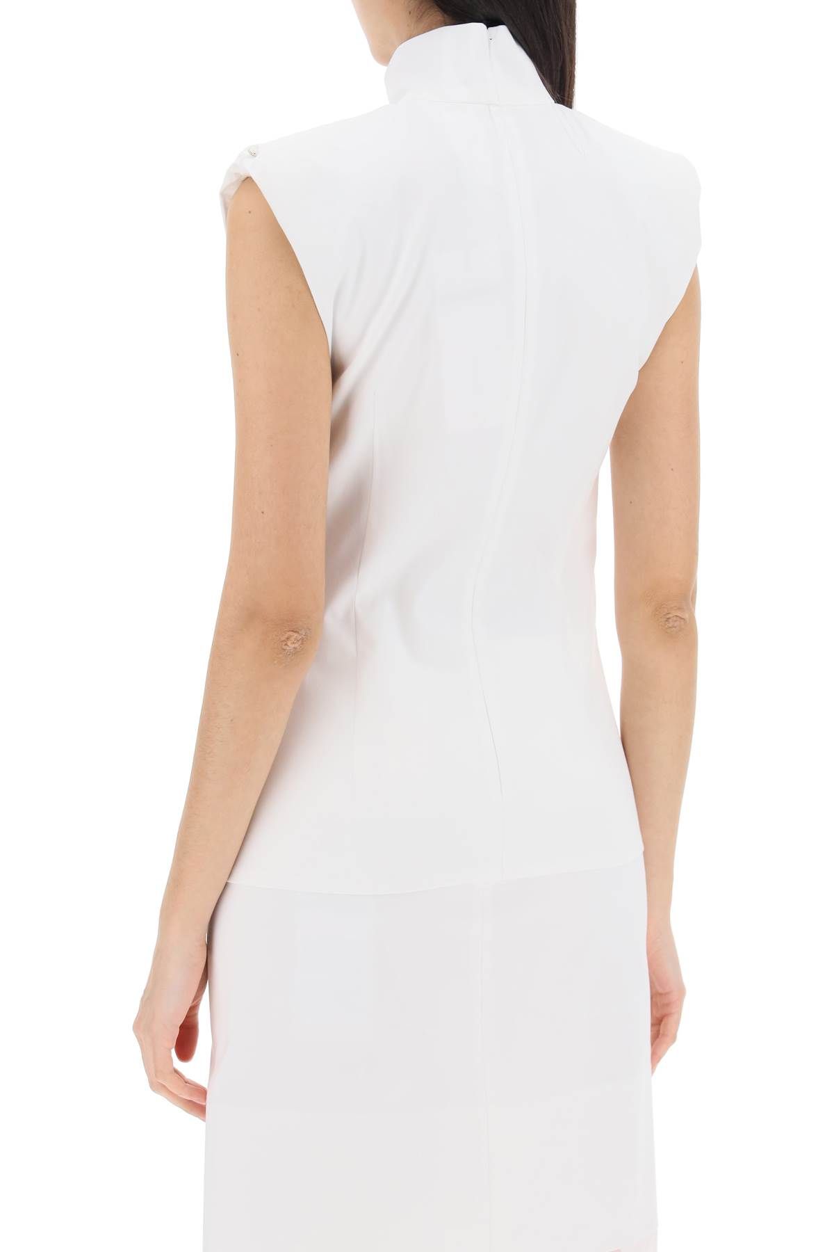 Shop Sportmax High-necked Sleeveless Top In Cann In White