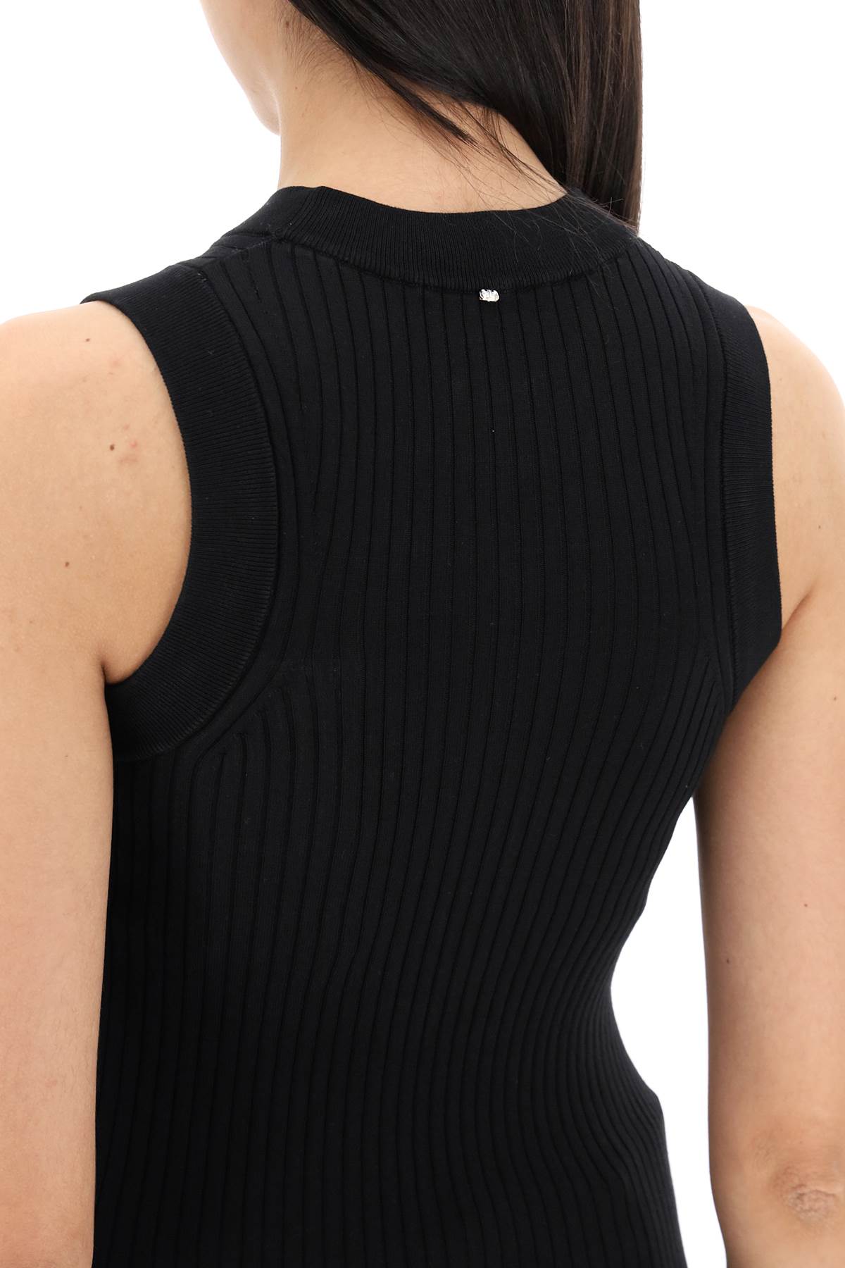 Shop Sportmax Sleeveless Ribbed Knit Top In Black