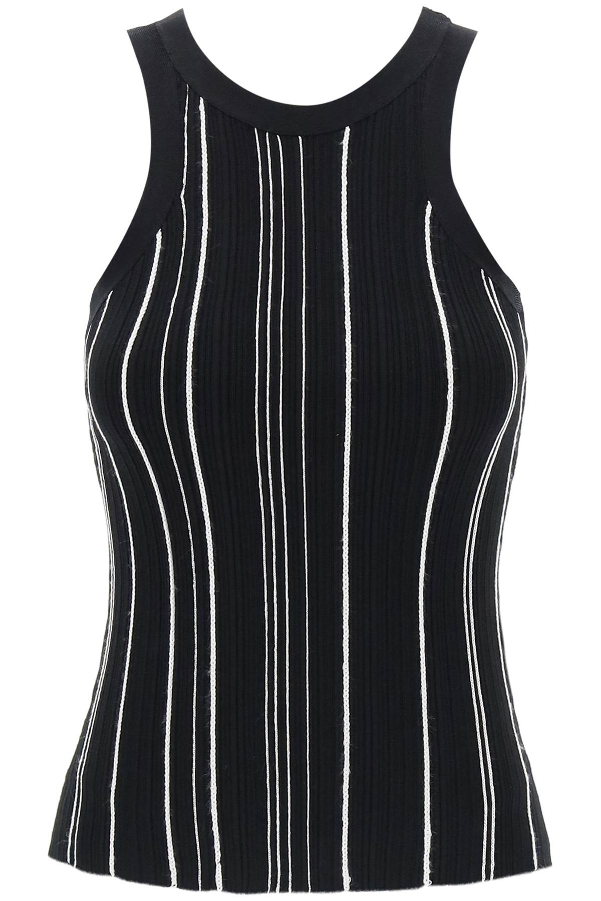 Shop Totême Ribbed Knit Tank Top With Spaghetti In Black