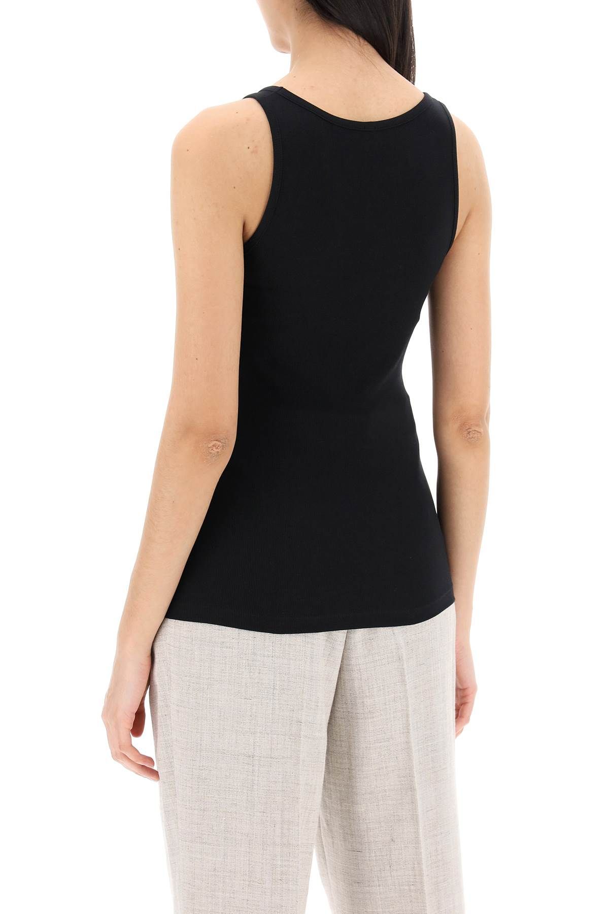 Shop Totême Ribbed Sleeveless Top With In Black