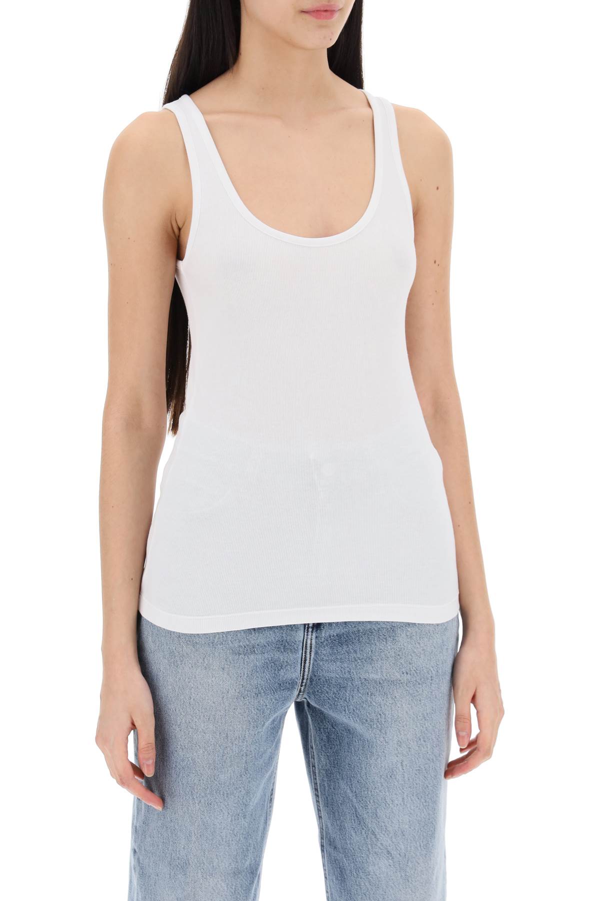Shop Totême "ribbed Jersey Tank Top With In White