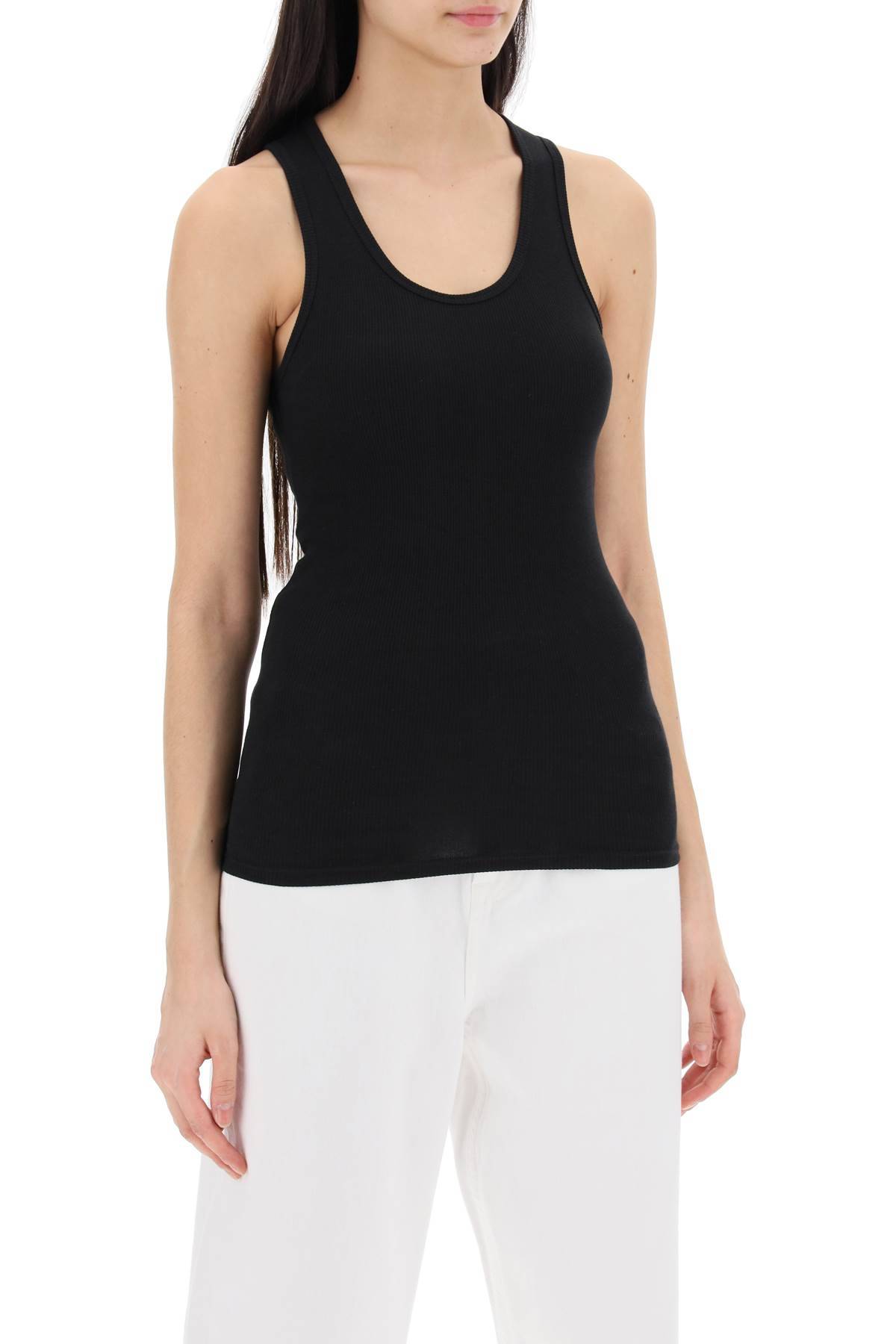 Shop Wardrobe.nyc Ribbed Sleeveless Top With In Black