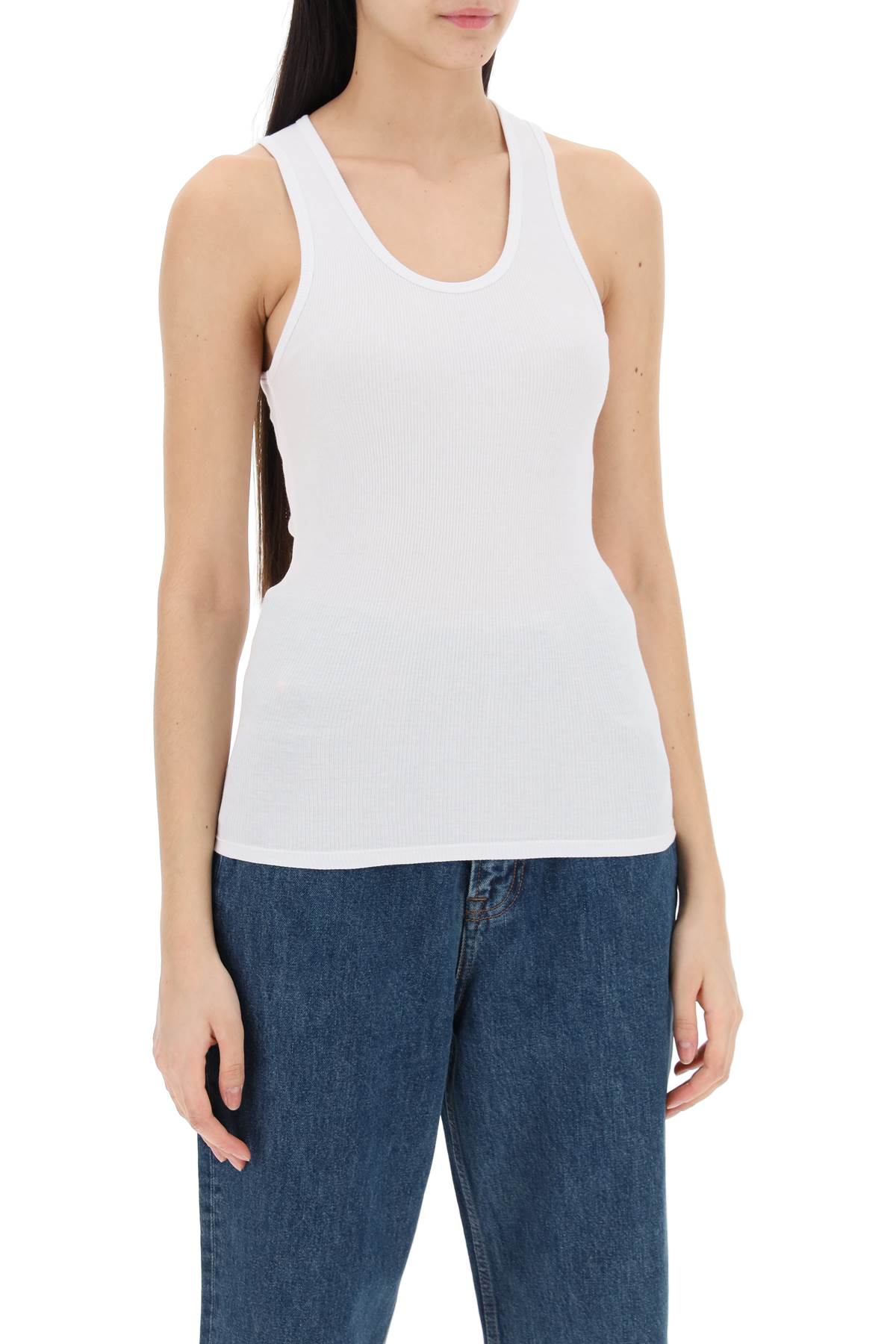 Shop Wardrobe.nyc Ribbed Sleeveless Top With In White
