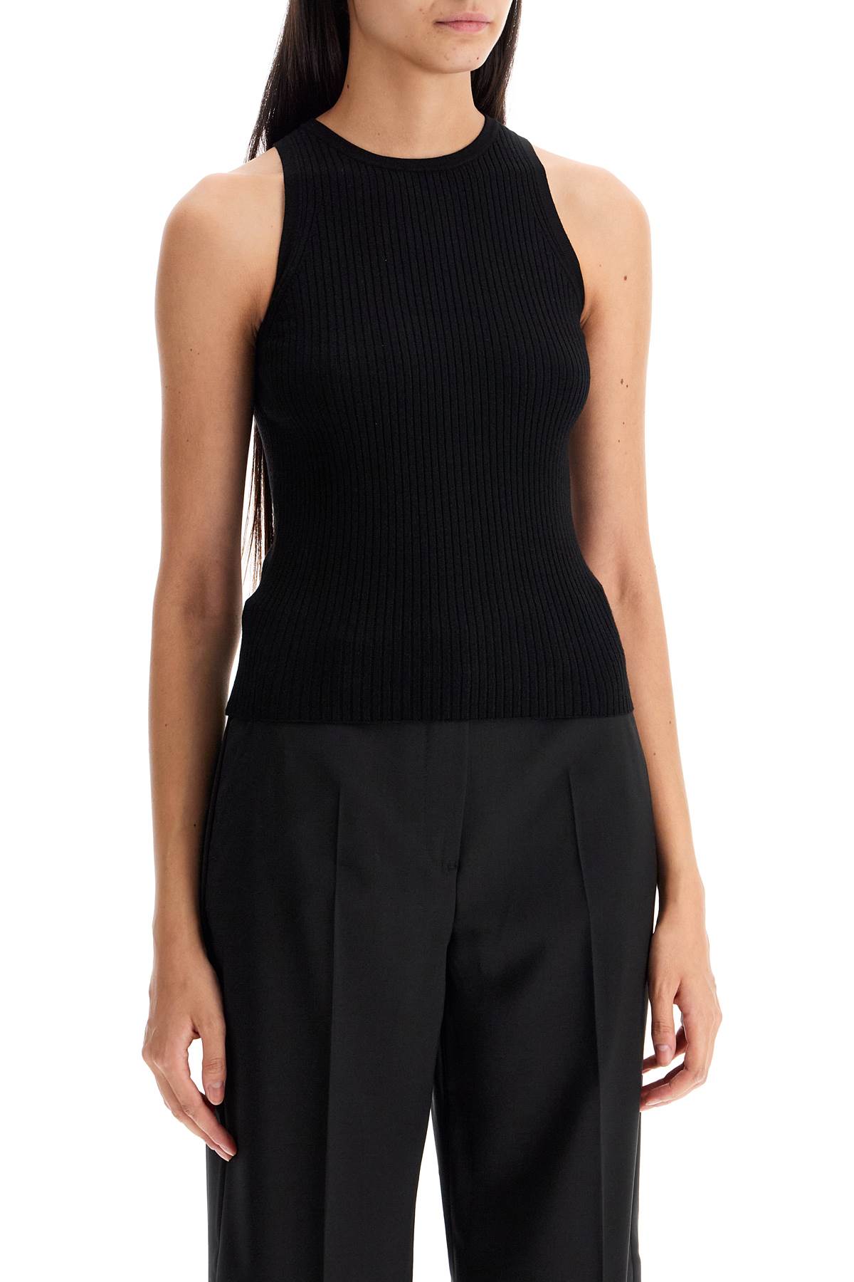 Shop Weekend Max Mara Top Olimpo In Maglia A Costine In Black