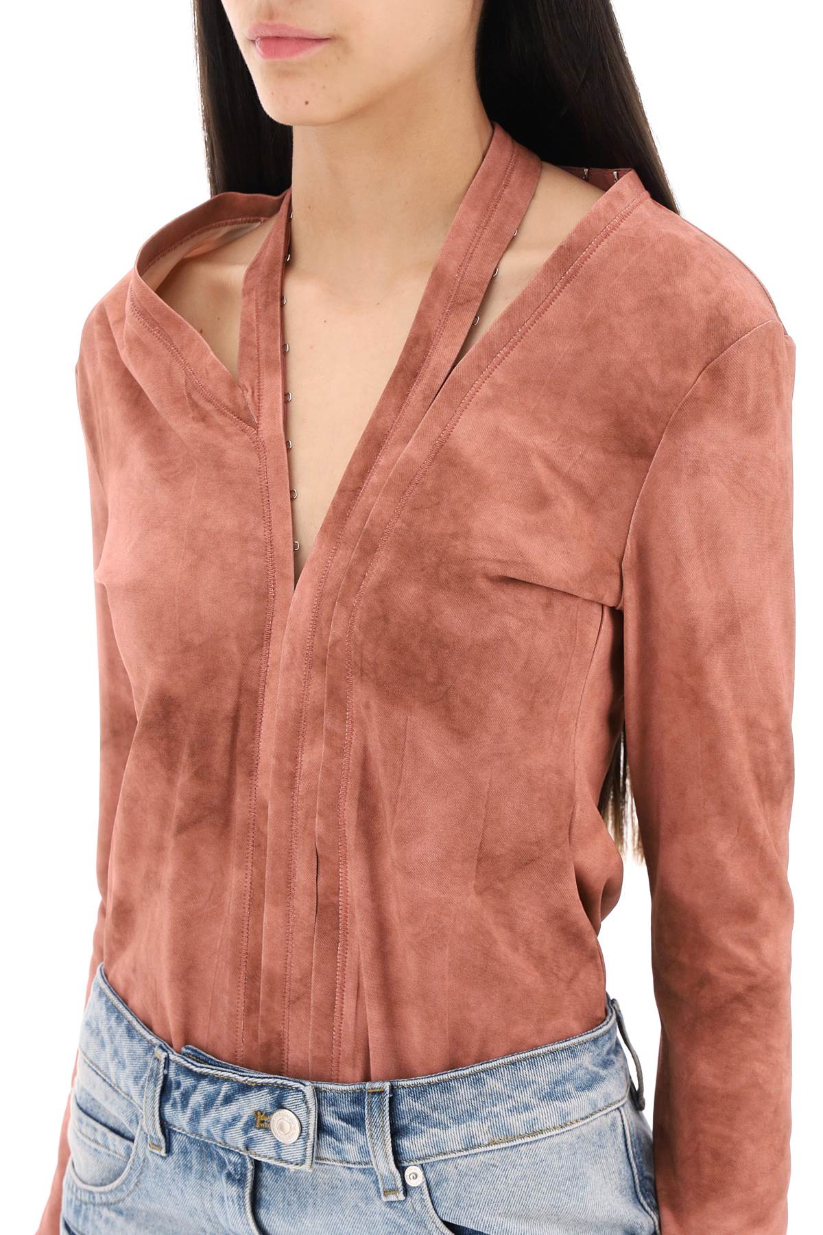 Shop Y/project Long-sleeved Tie-dye Bodysuit In Pink
