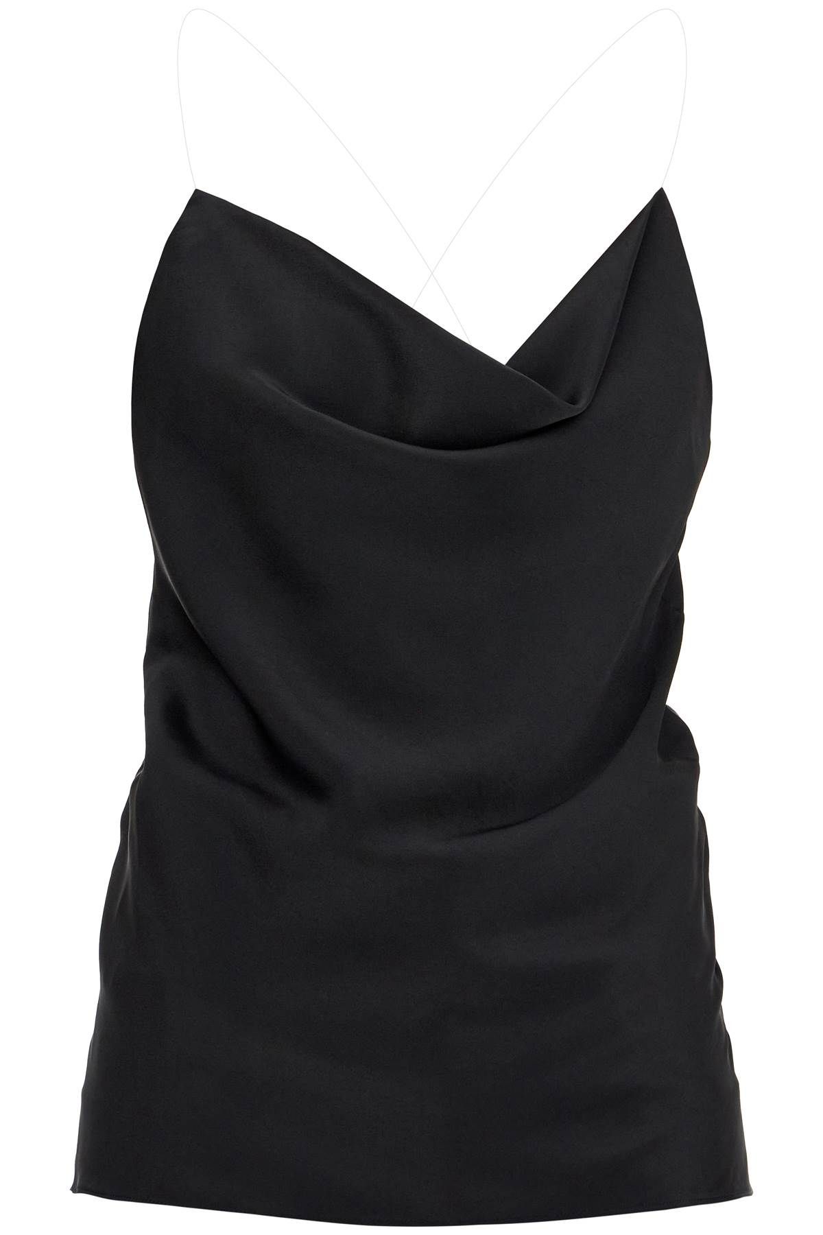 Shop Y/project Satin Top With Draped Neckline And Low In Black