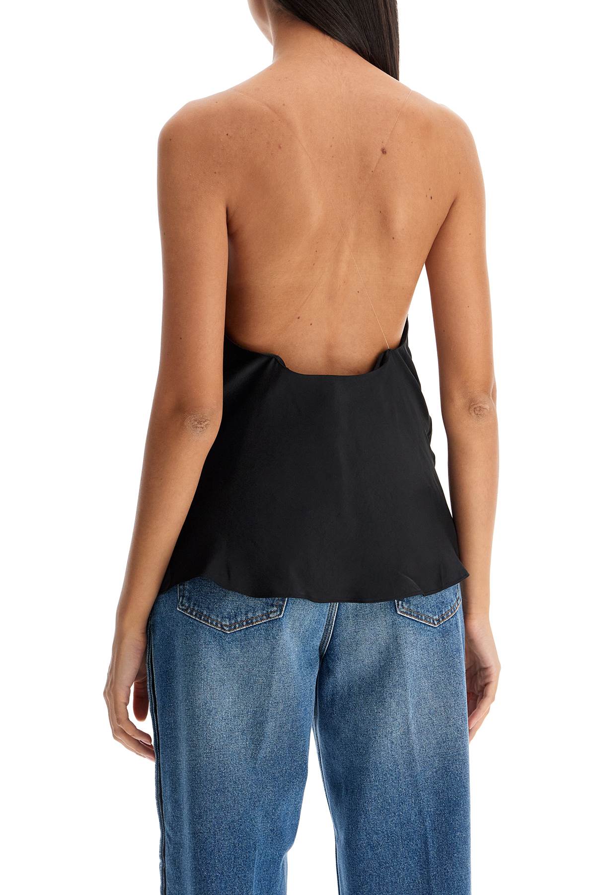 Shop Y/project Satin Top With Draped Neckline And Low In Black