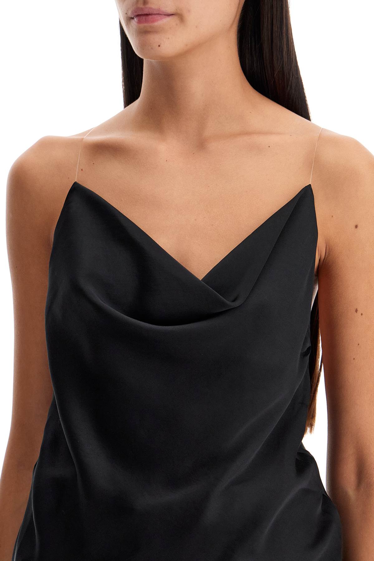 Shop Y/project Satin Top With Draped Neckline And Low In Black