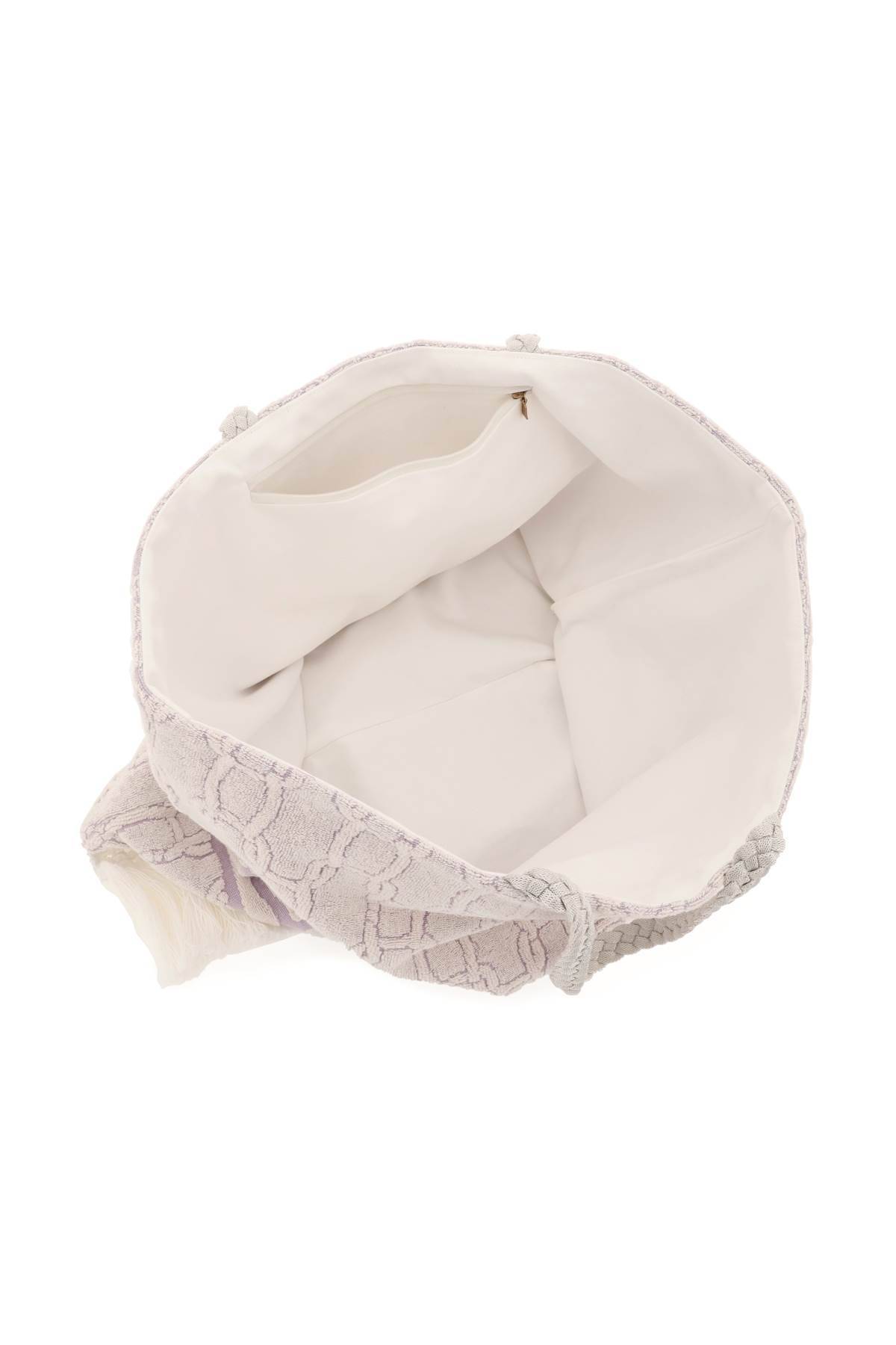 Shop Agnona Cotton Tote Bag In White,purple