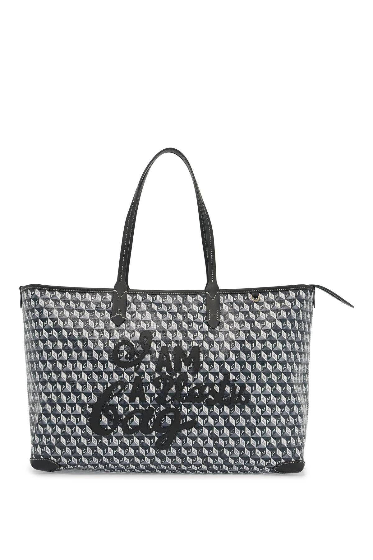 Shop Anya Hindmarch I Am A Plastic Bag Zipped Motif Tote Bag In Grey