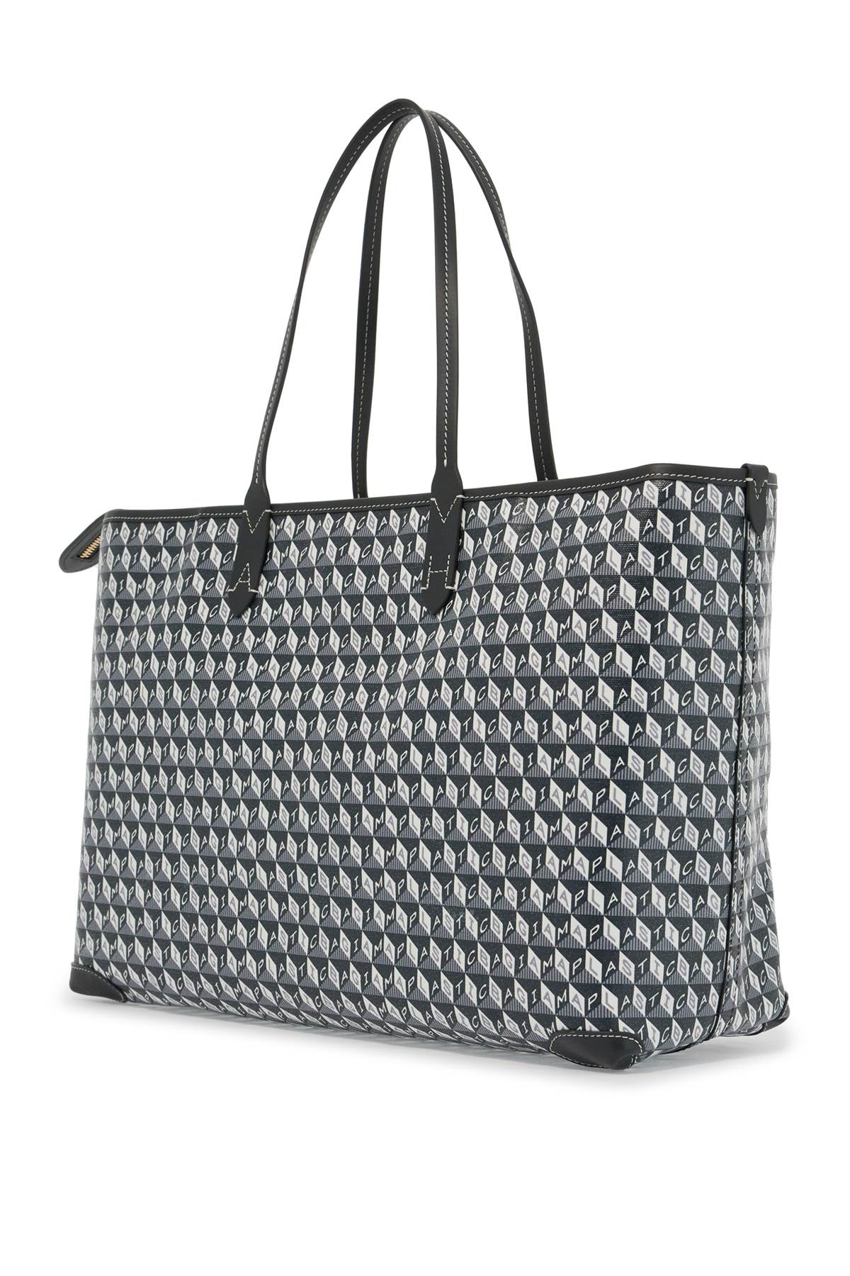 Shop Anya Hindmarch I Am A Plastic Bag Zipped Motif Tote Bag In Grey