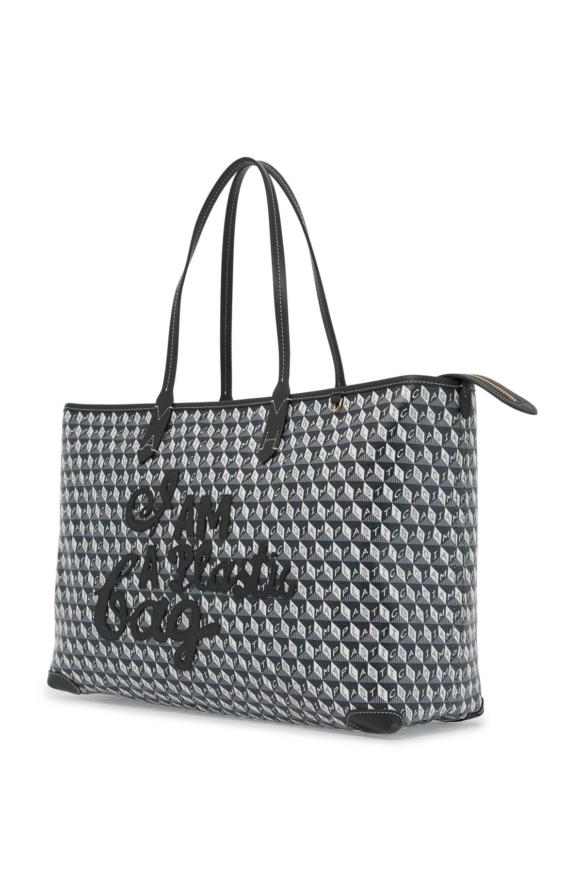 Shop Anya Hindmarch I Am A Plastic Bag Zipped Motif Tote Bag In Grey