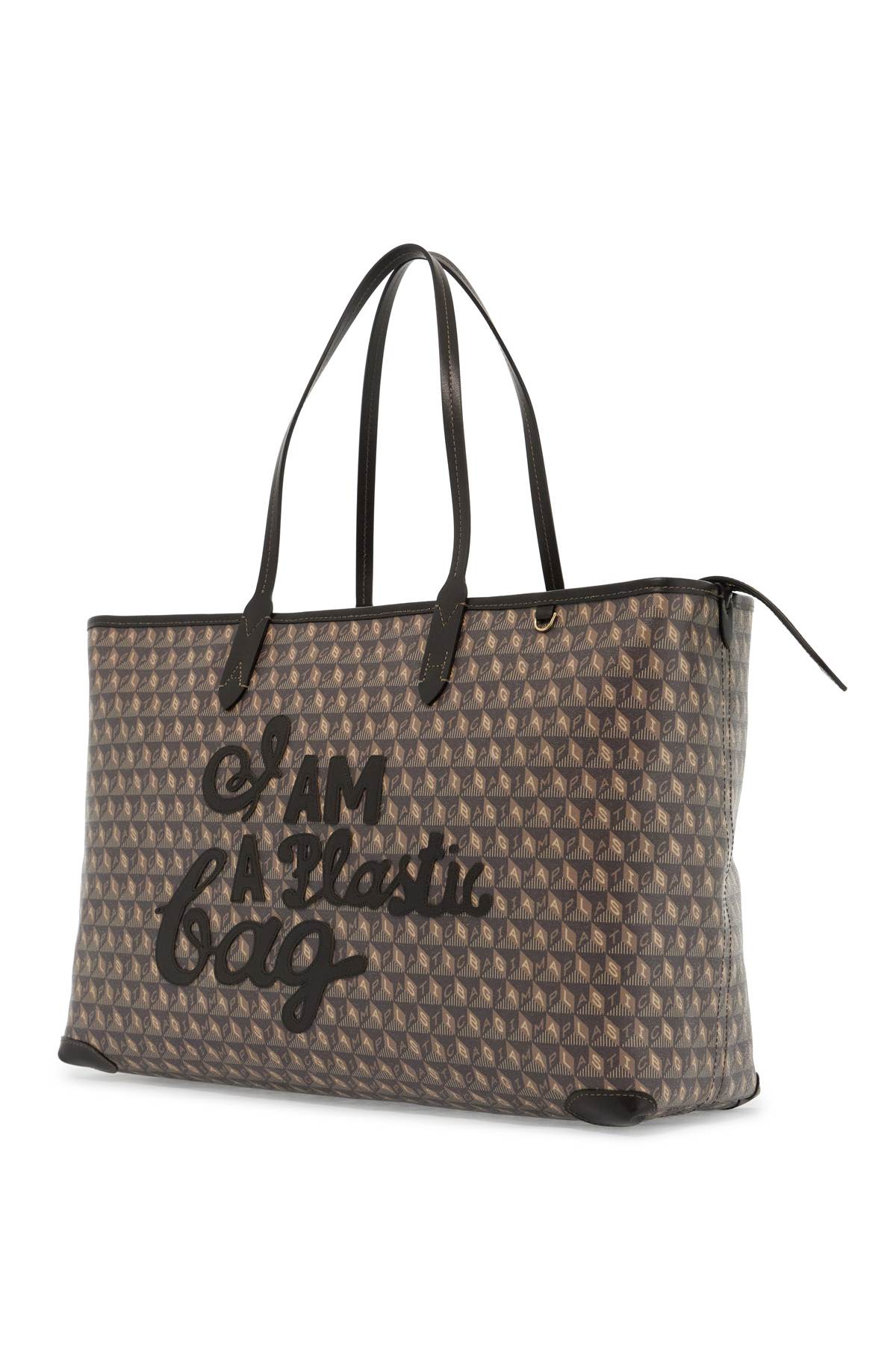 Shop Anya Hindmarch I Am A Plastic Bag Zipped Motif Tote Bag In Brown