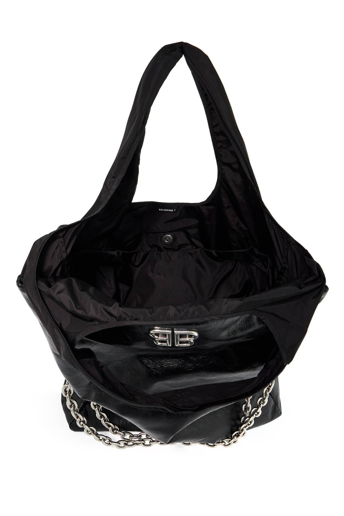 Shop Balenciaga Large Monaco Plus Tote Bag With Chain In Black