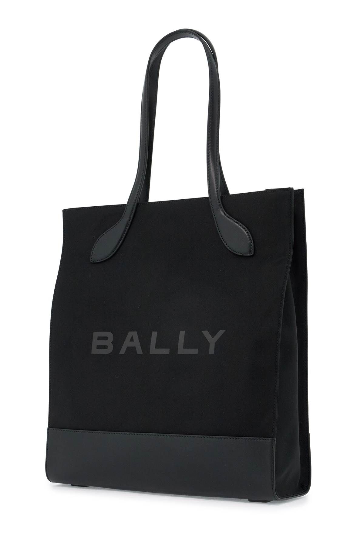 Shop Bally N/s Nylon And Leather Tote Bag In Black