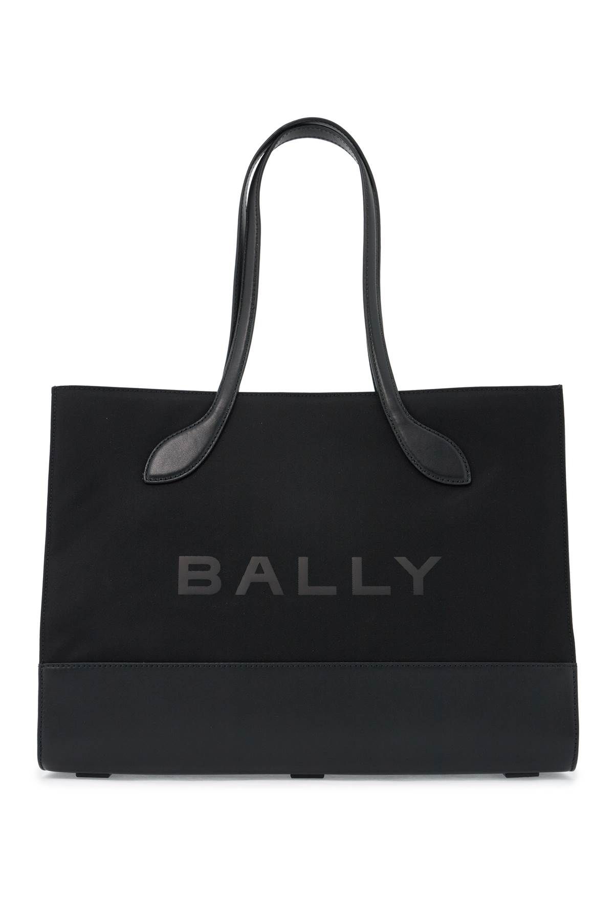 Shop Bally East/west Nylon And Leather Tote Bag In Black