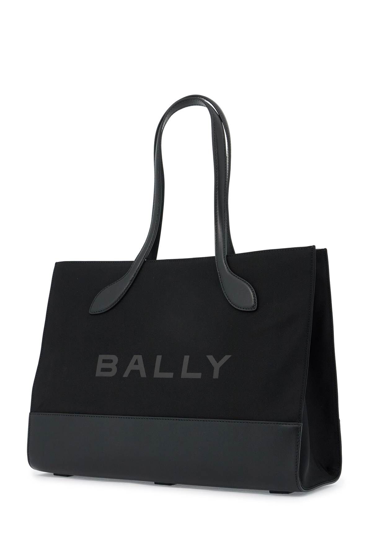 Shop Bally East/west Nylon And Leather Tote Bag In Black