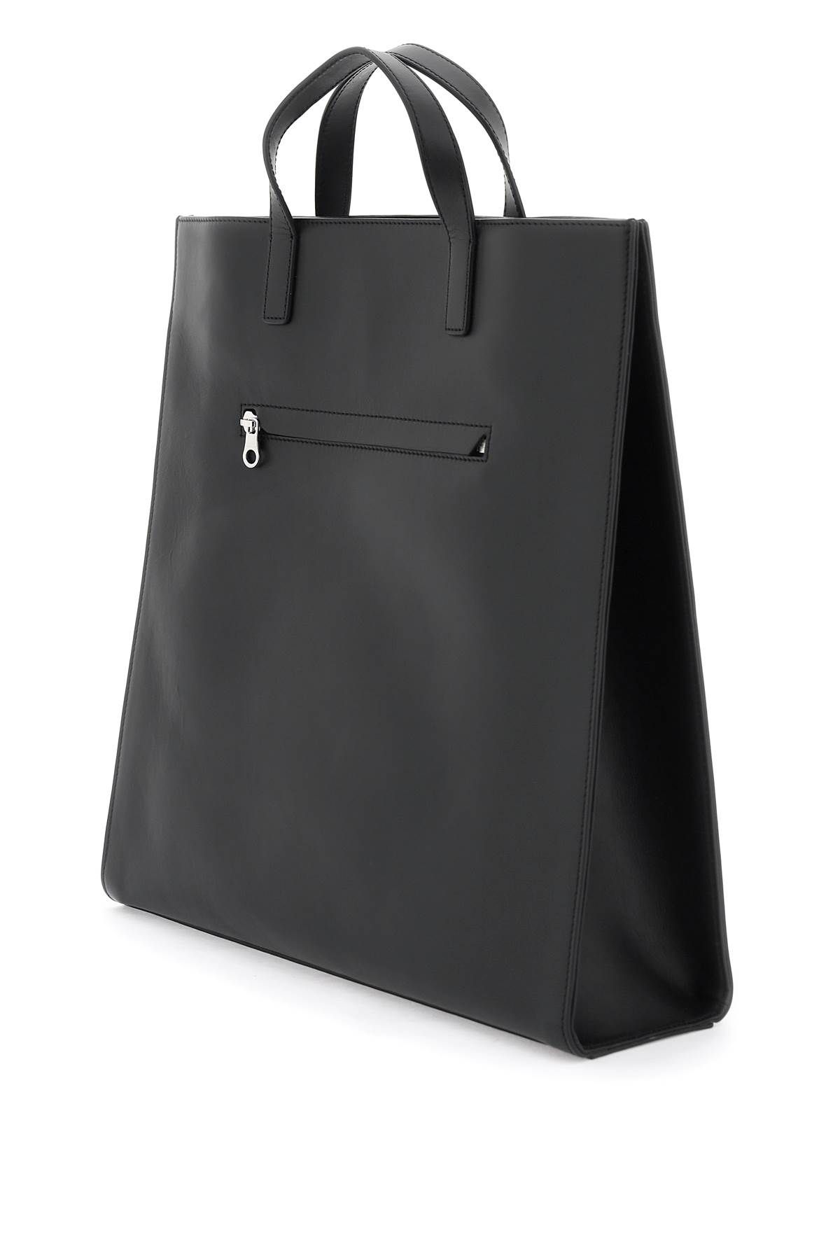 Shop Courrèges Smooth Leather Heritage Tote Bag In 9 In Black